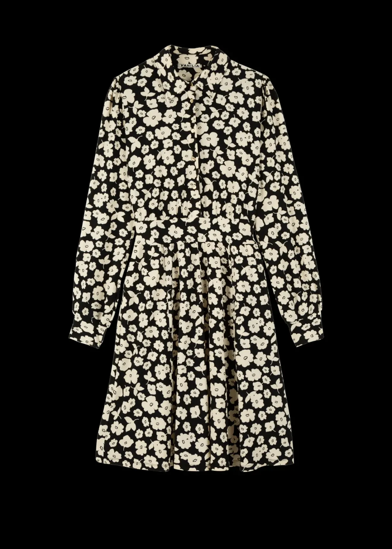 Vanilia Blouse Jurk Met Bloemenprint Black/Warm Ecru Discount