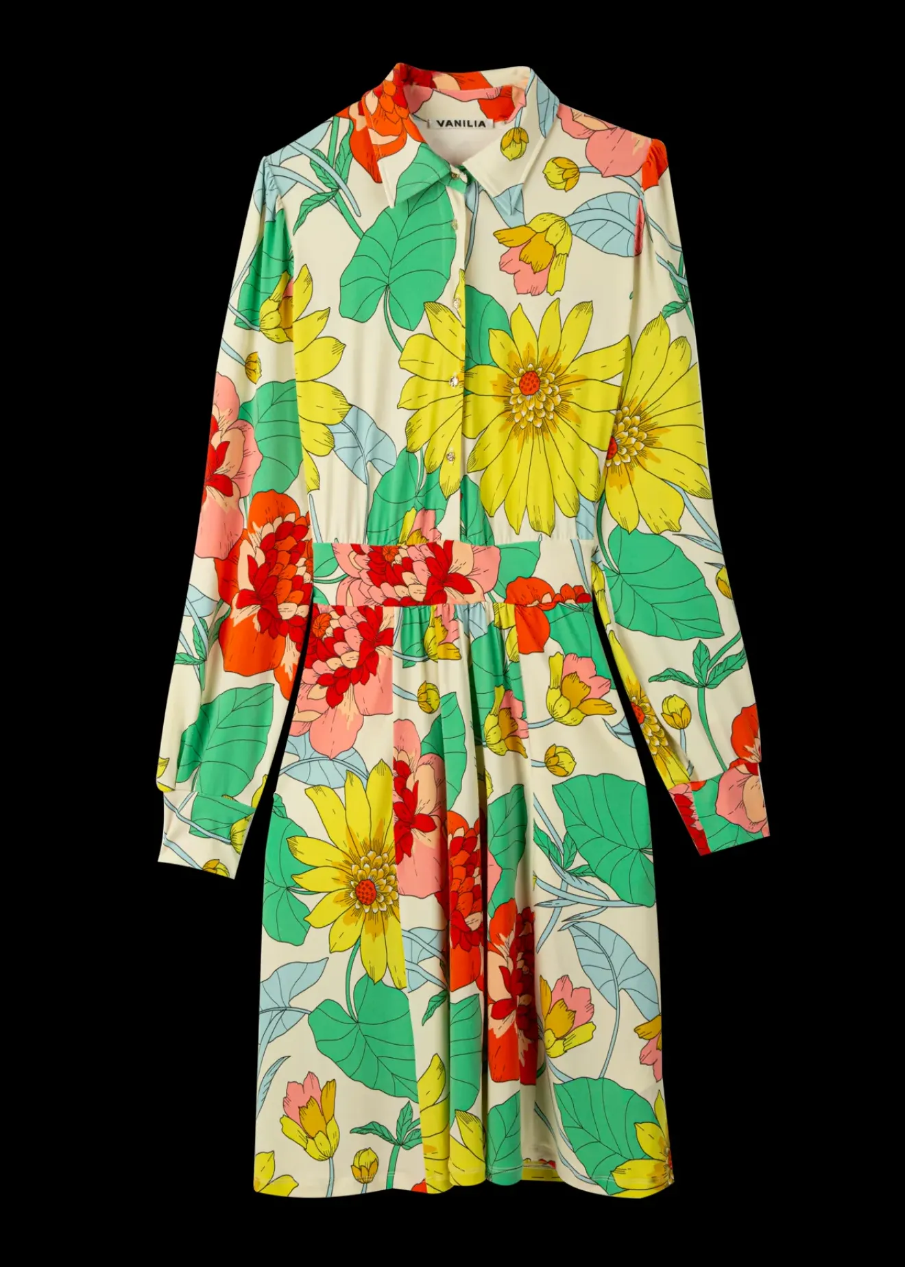 Vanilia Blouse Jurk Met Bloemenprint Pristine/ Rose/ Grass / Yellow Hot
