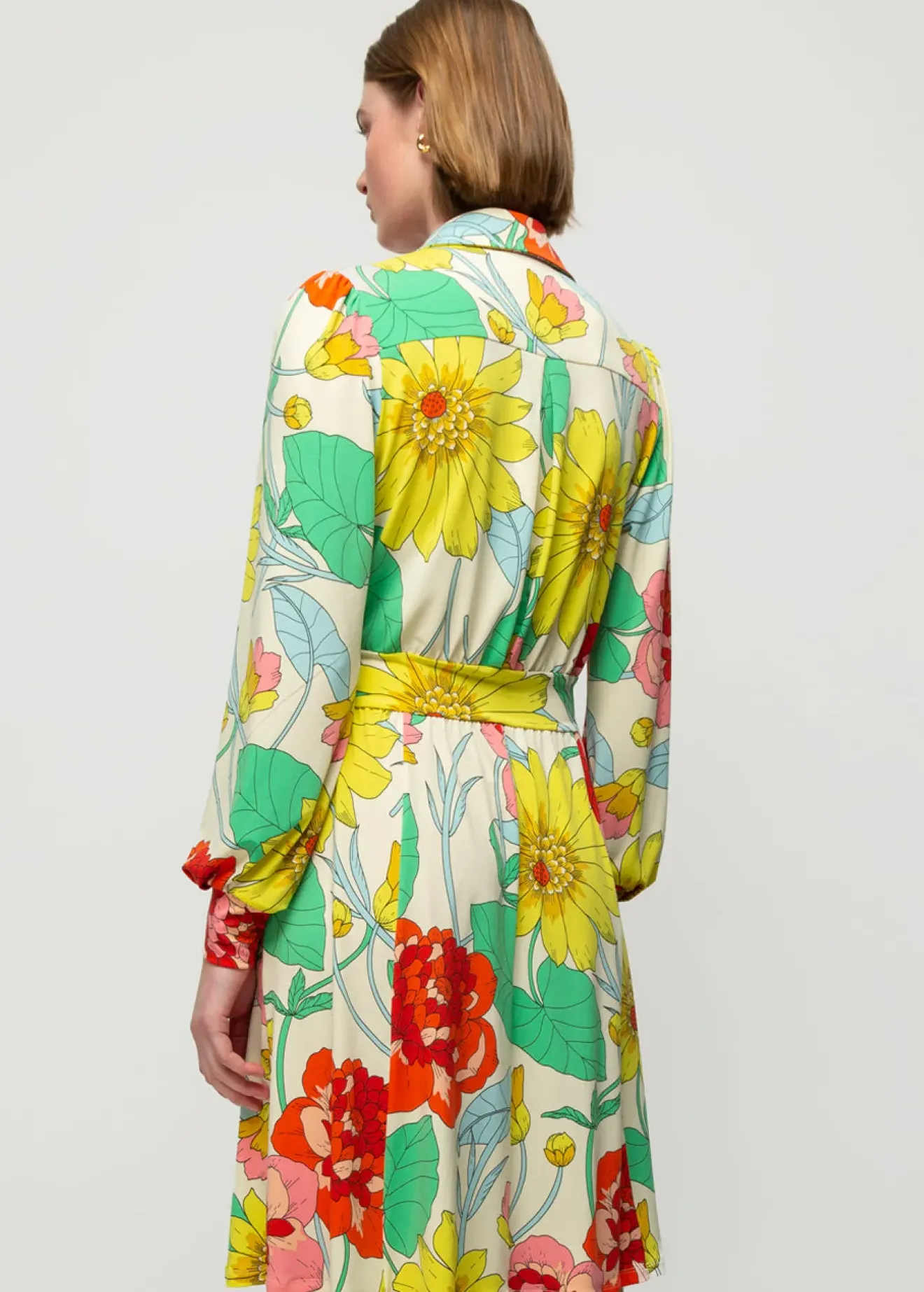 Vanilia Blouse Jurk Met Bloemenprint Pristine/ Rose/ Grass / Yellow Hot