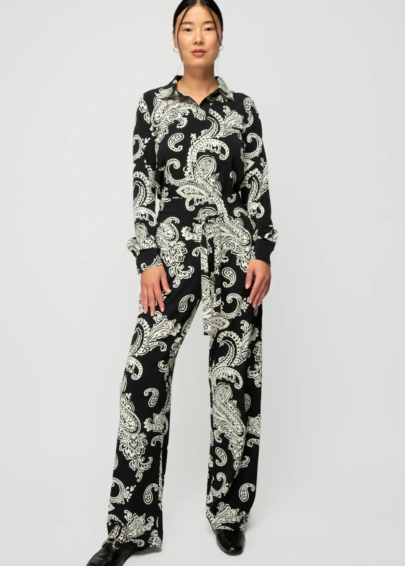 Vanilia Broek Met Paisley Print Ecru/Black Discount