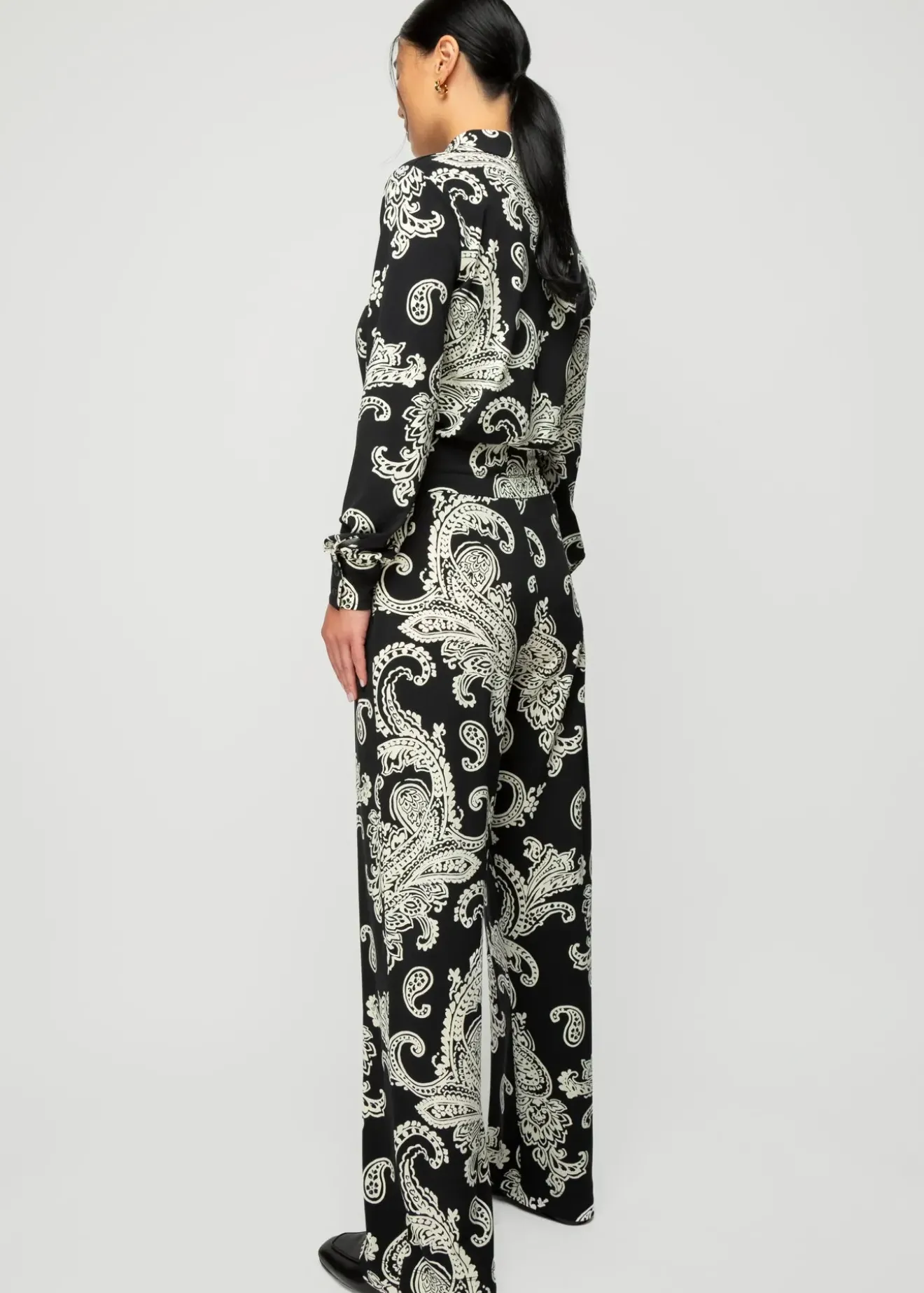 Vanilia Broek Met Paisley Print Ecru/Black Discount