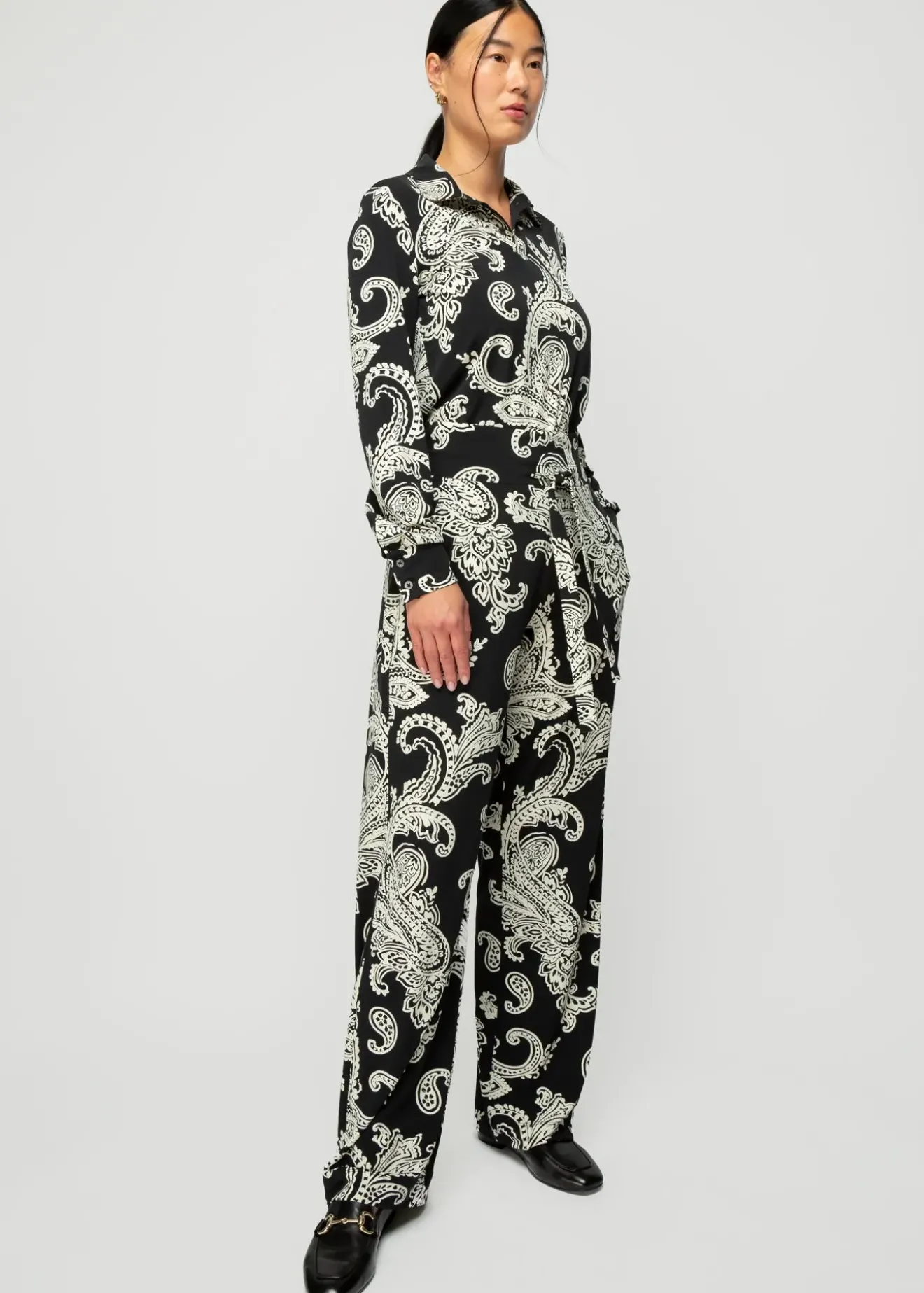 Vanilia Broek Met Paisley Print Ecru/Black Discount