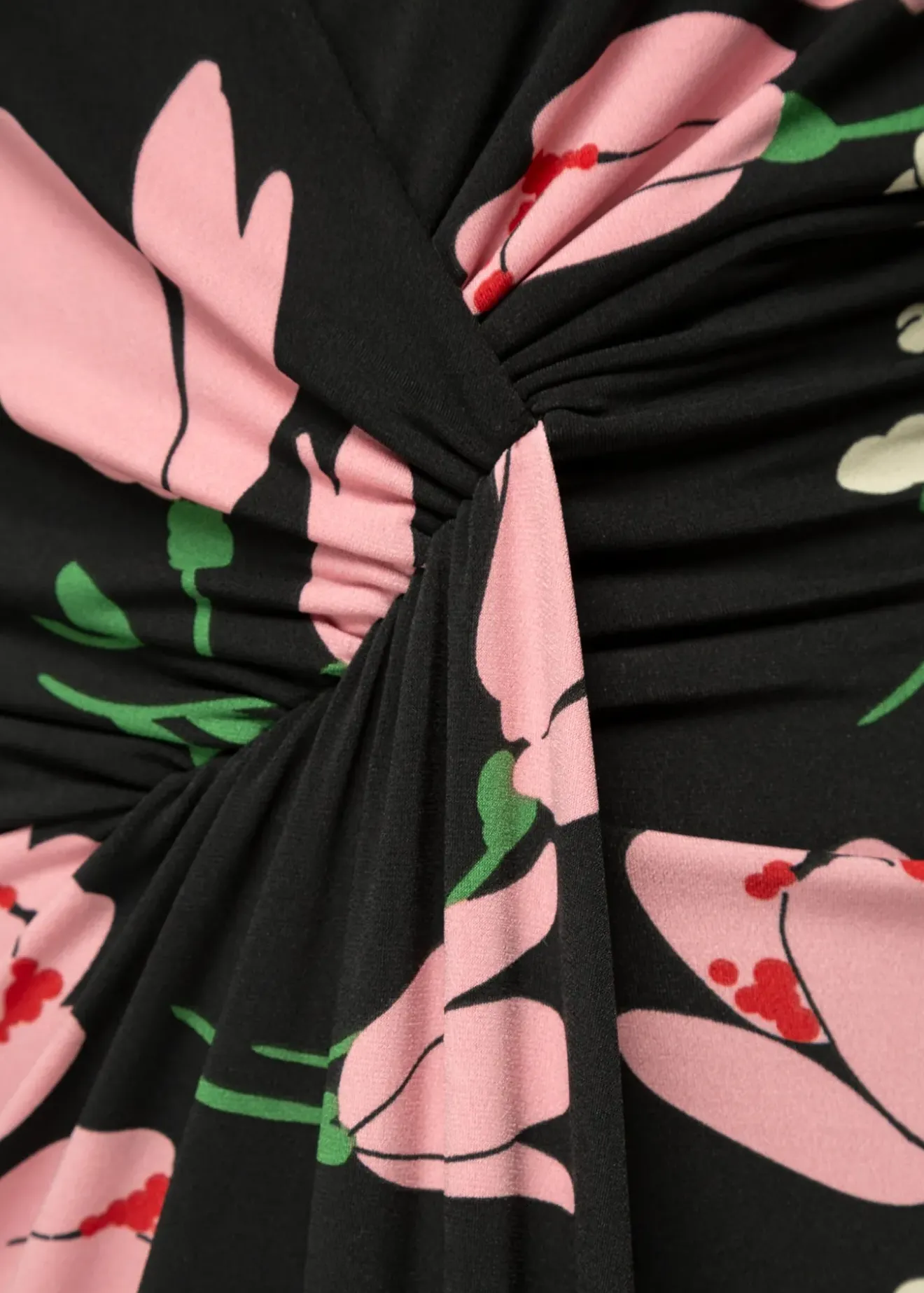 Vanilia Crepe Jurk Met Drapering Black / Chateau Rose / Green Outlet