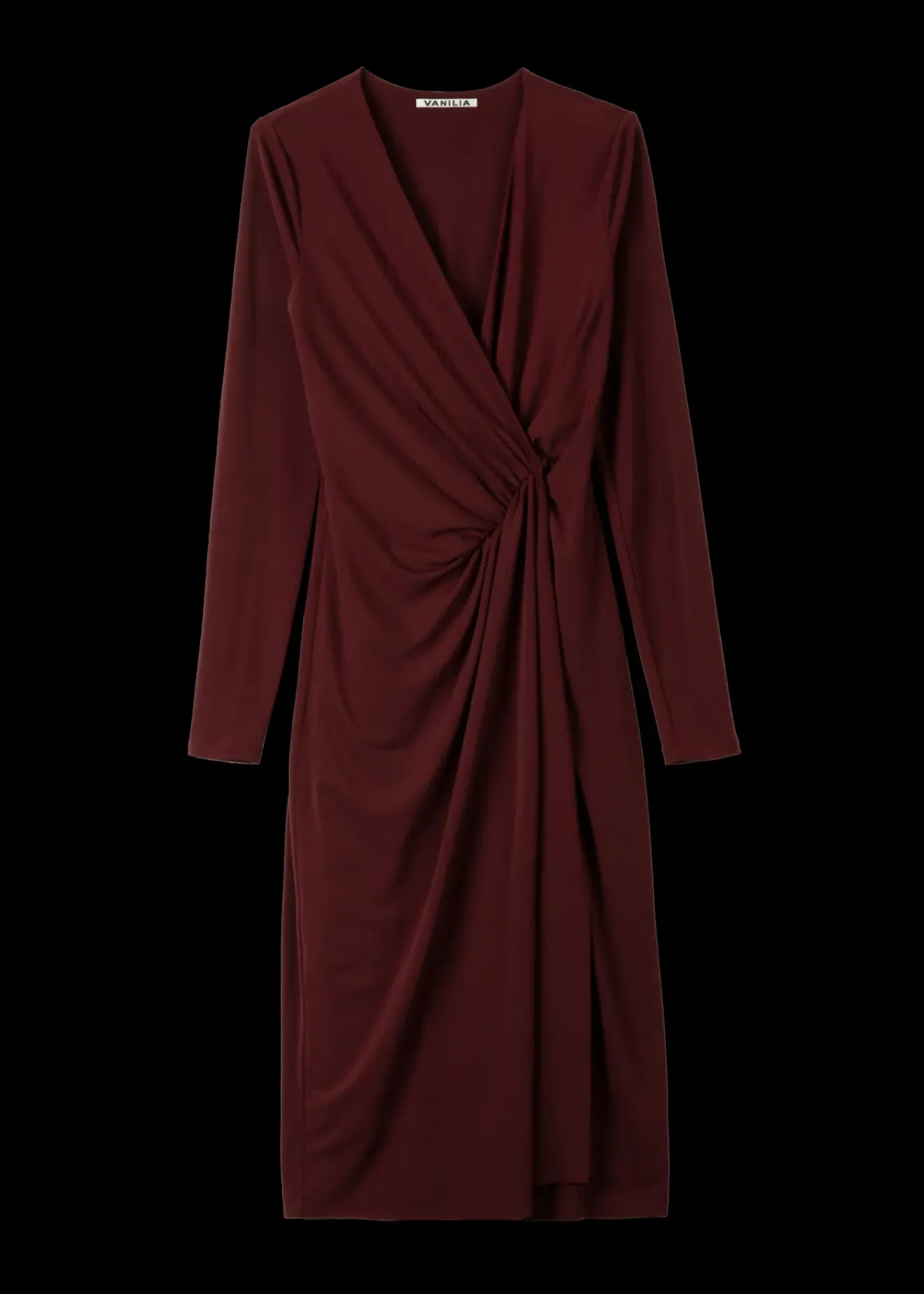 Vanilia Crepe Jurk Met Drapering Winetasting Sale