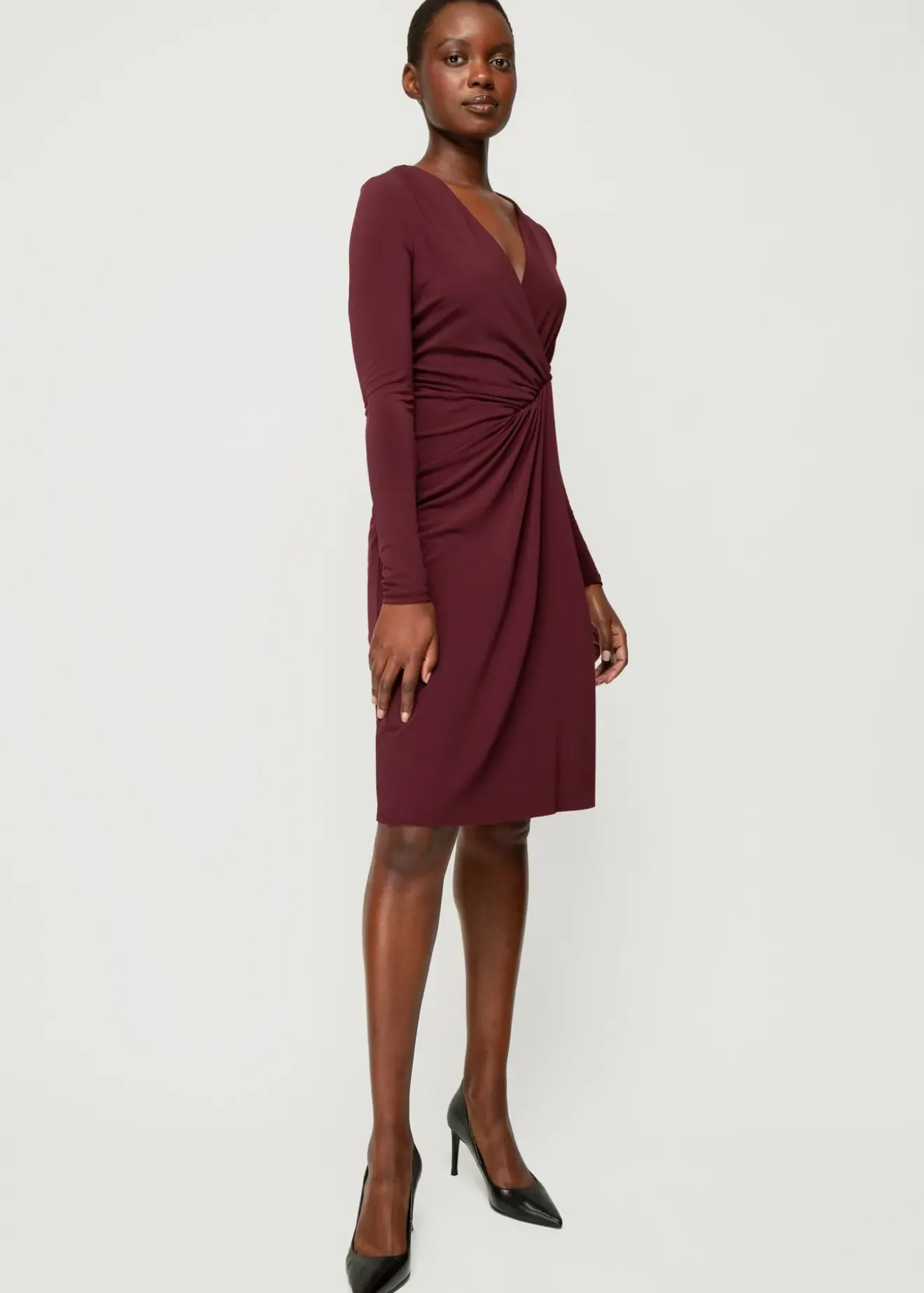 Vanilia Crepe Jurk Met Drapering Winetasting Sale