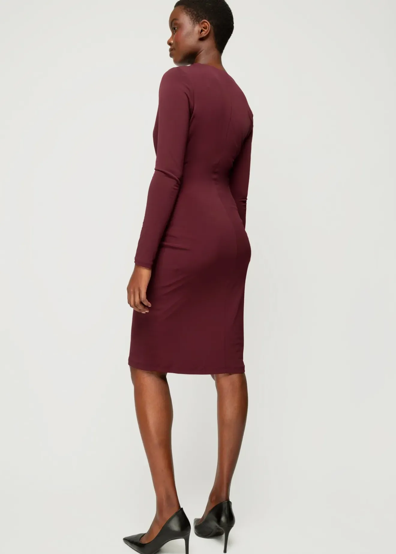 Vanilia Crepe Jurk Met Drapering Winetasting Sale