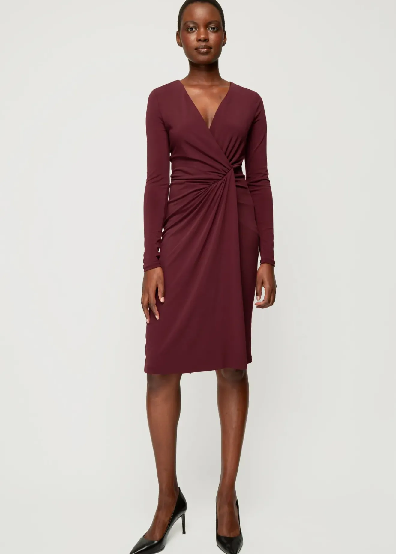 Vanilia Crepe Jurk Met Drapering Winetasting Sale