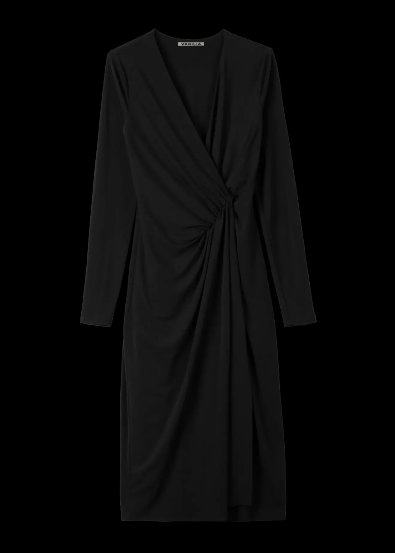 Vanilia Crepe Jurk Met Drapering Zwart New