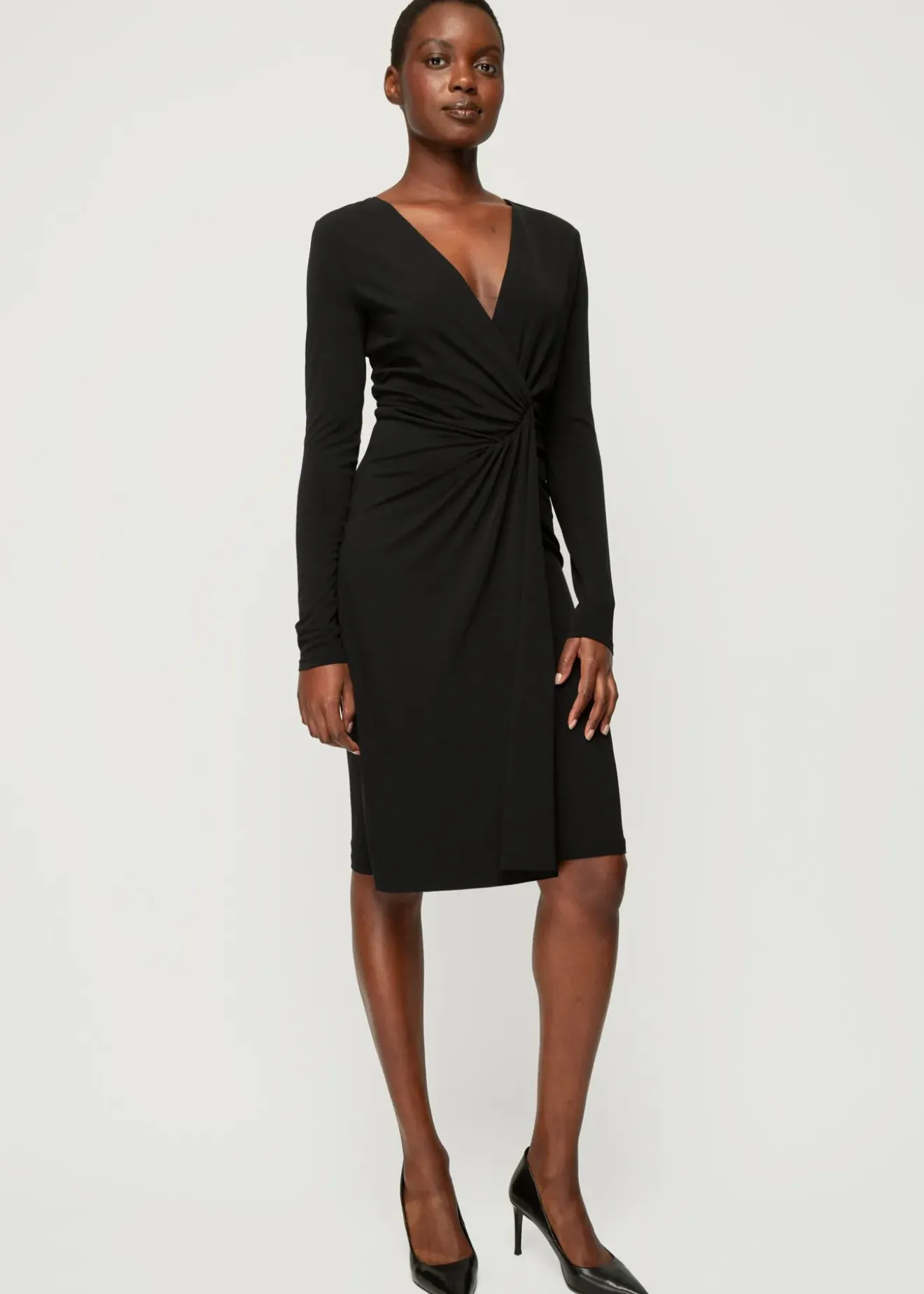 Vanilia Crepe Jurk Met Drapering Zwart New