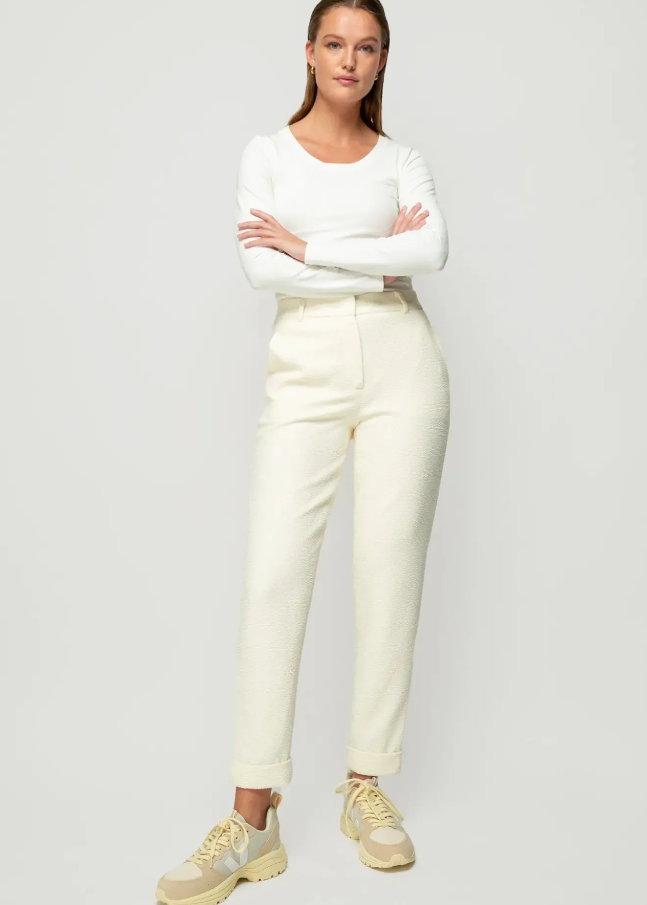 Vanilia Crinkle Structuur Chino Pristine Discount