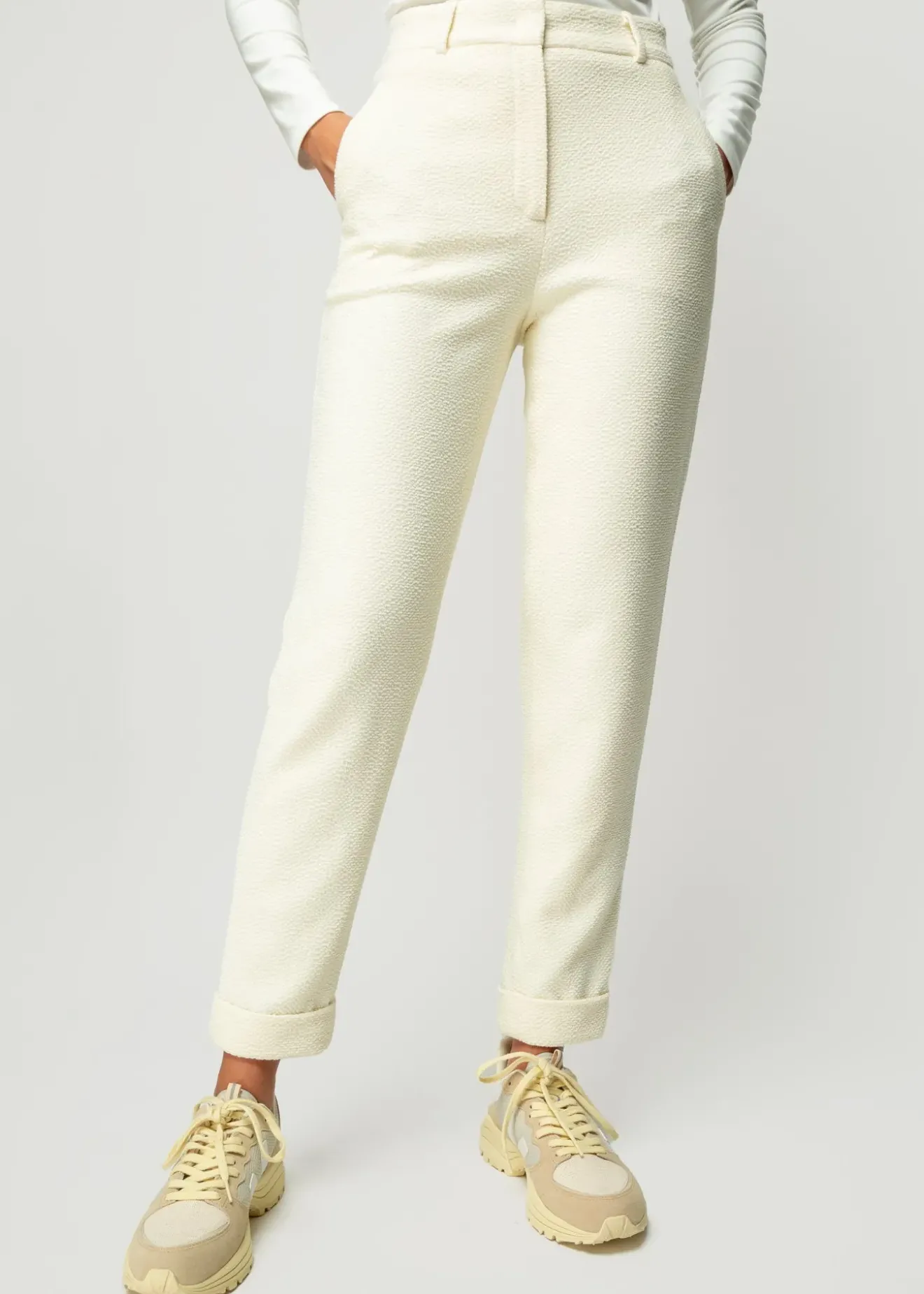 Vanilia Crinkle Structuur Chino Pristine Discount