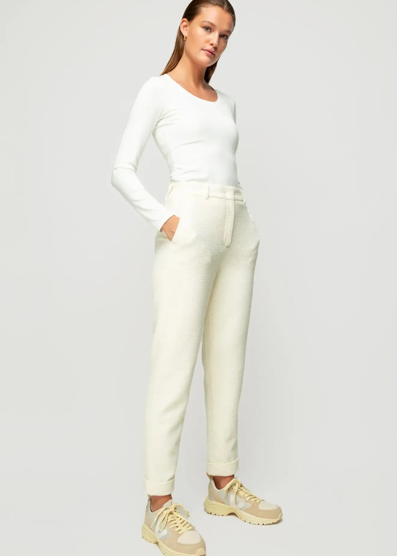 Vanilia Crinkle Structuur Chino Pristine Discount