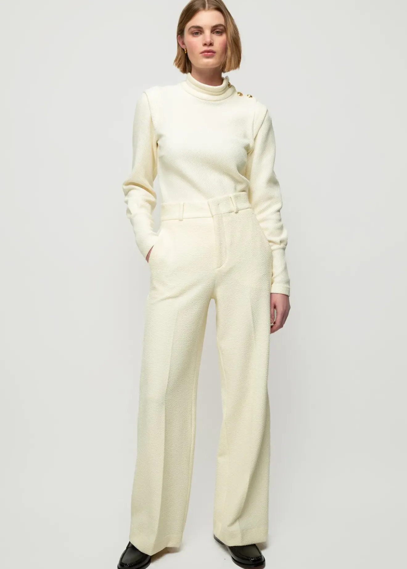 Vanilia Crinkle Structuur Pantalon Pristine Outlet