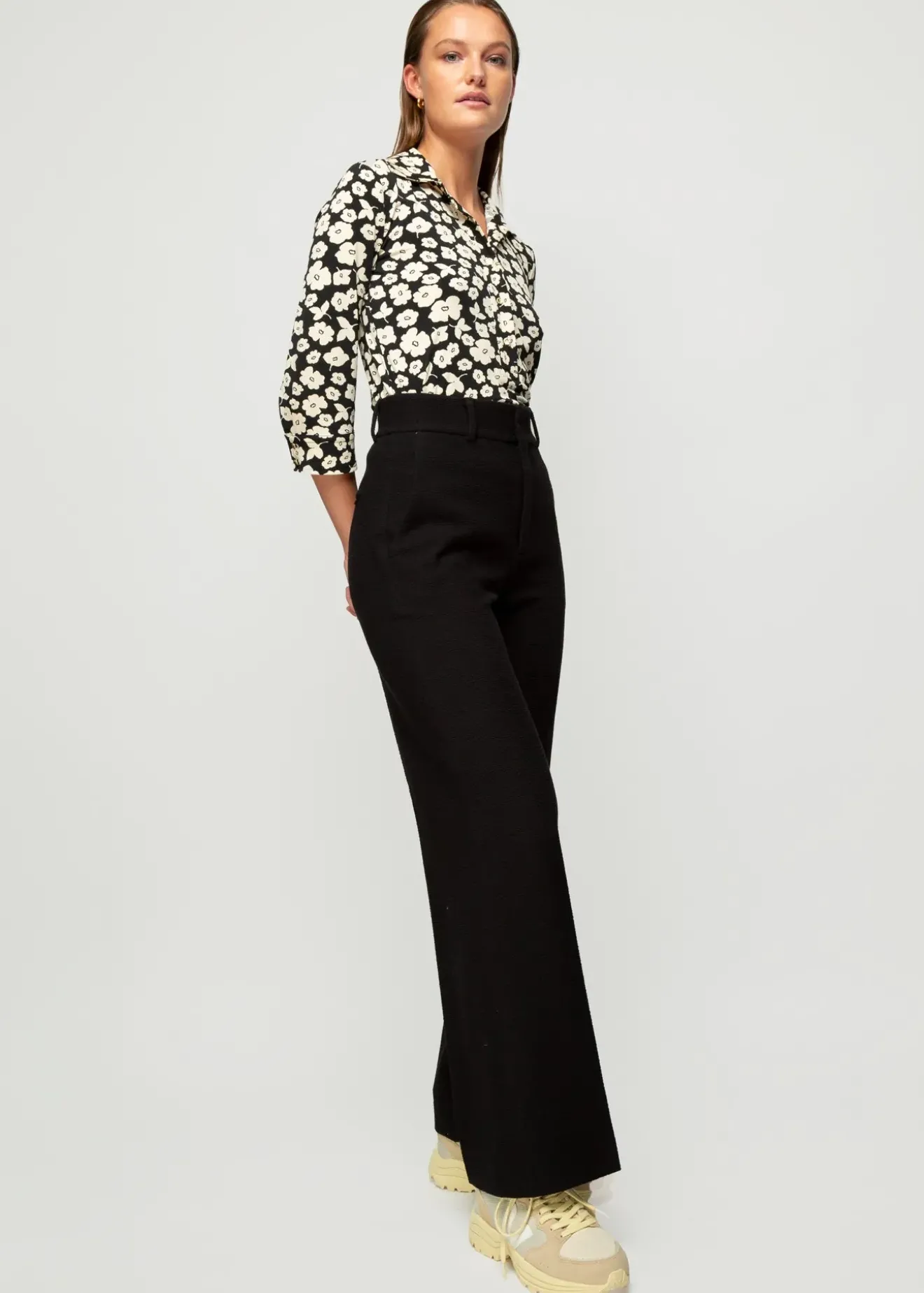 Vanilia Crinkle Structuur Pantalon Zwart Best