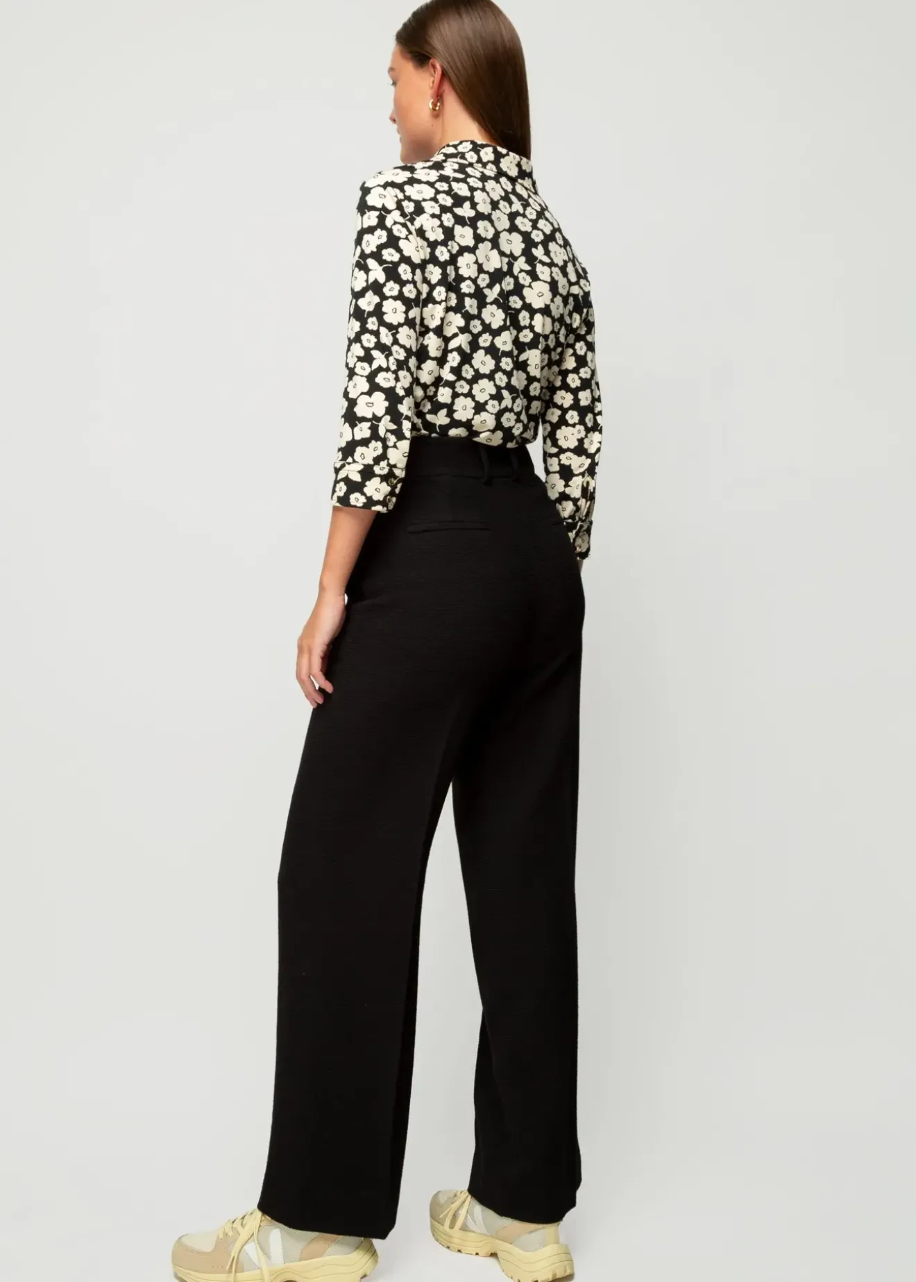 Vanilia Crinkle Structuur Pantalon Zwart Best