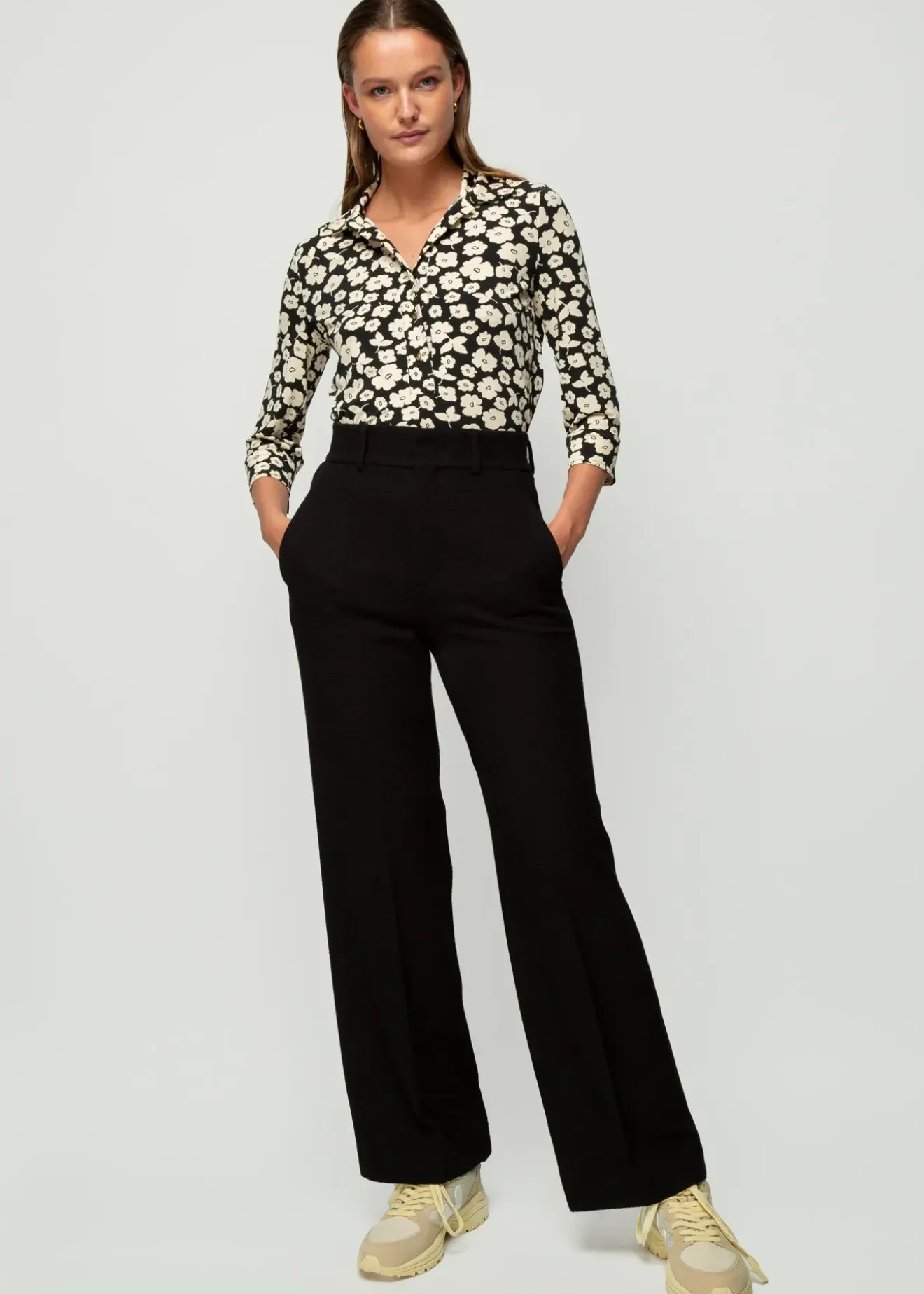 Vanilia Crinkle Structuur Pantalon Zwart Best
