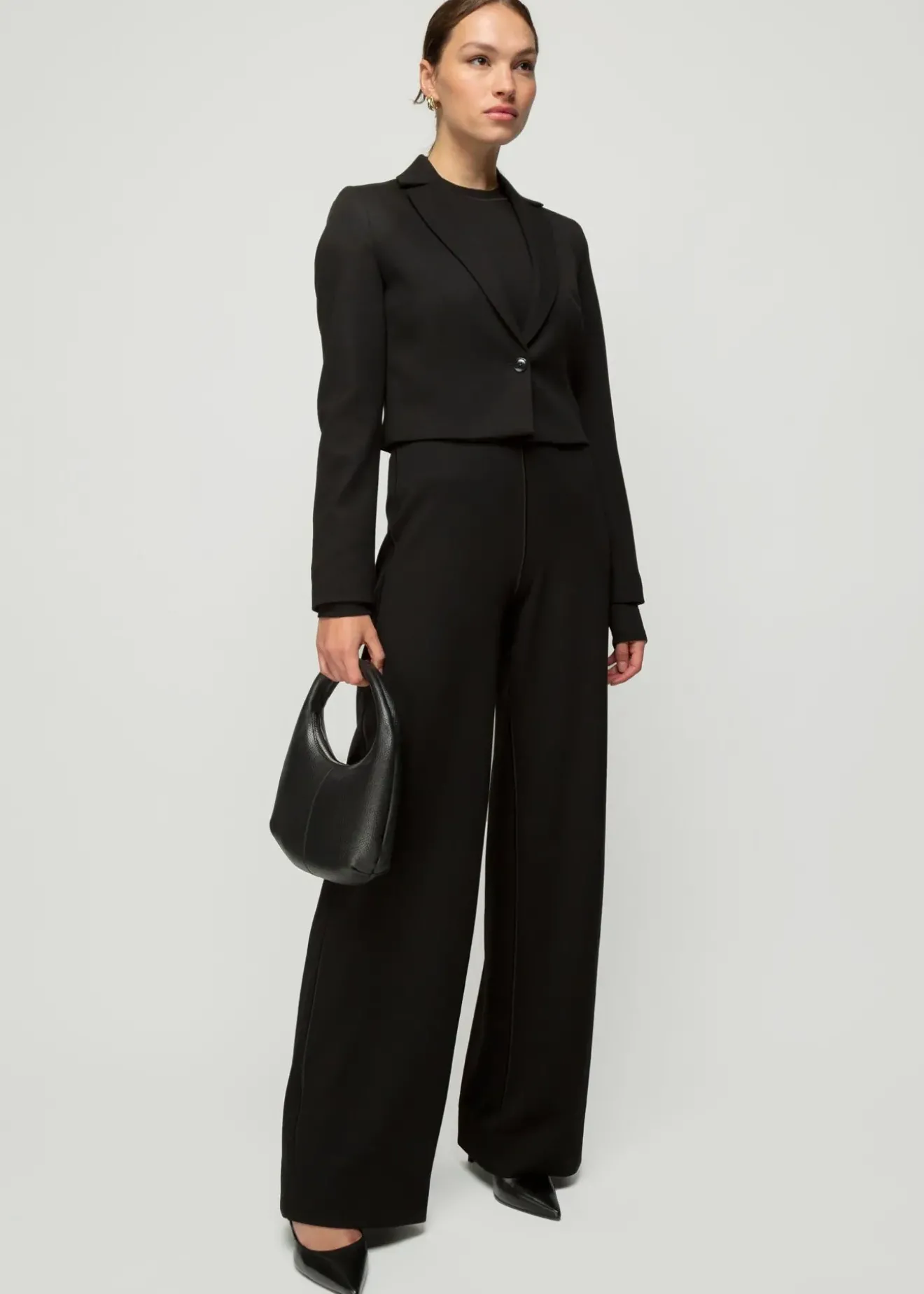Vanilia Cropped Blazer Black/Black New