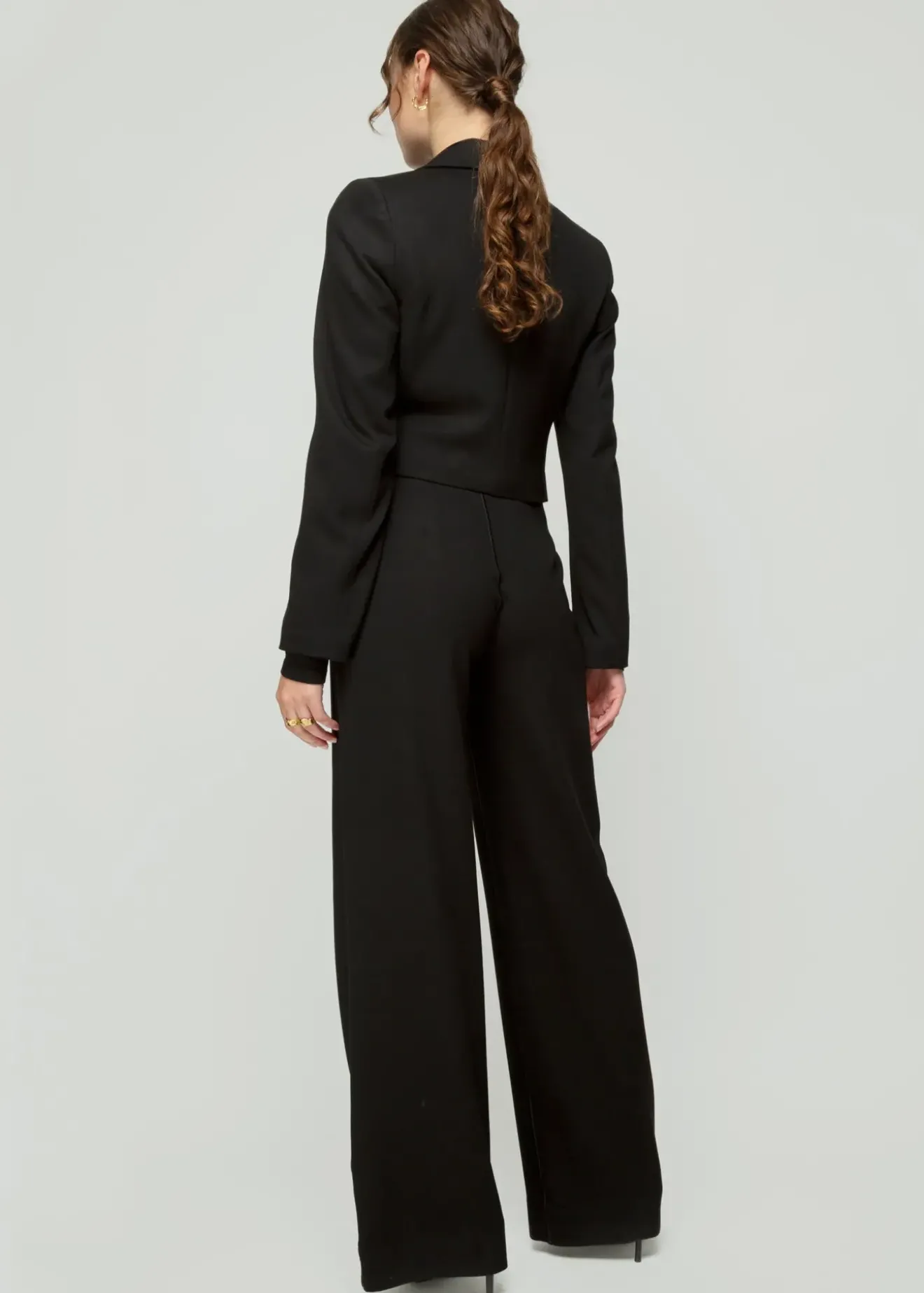 Vanilia Cropped Blazer Black/Black New