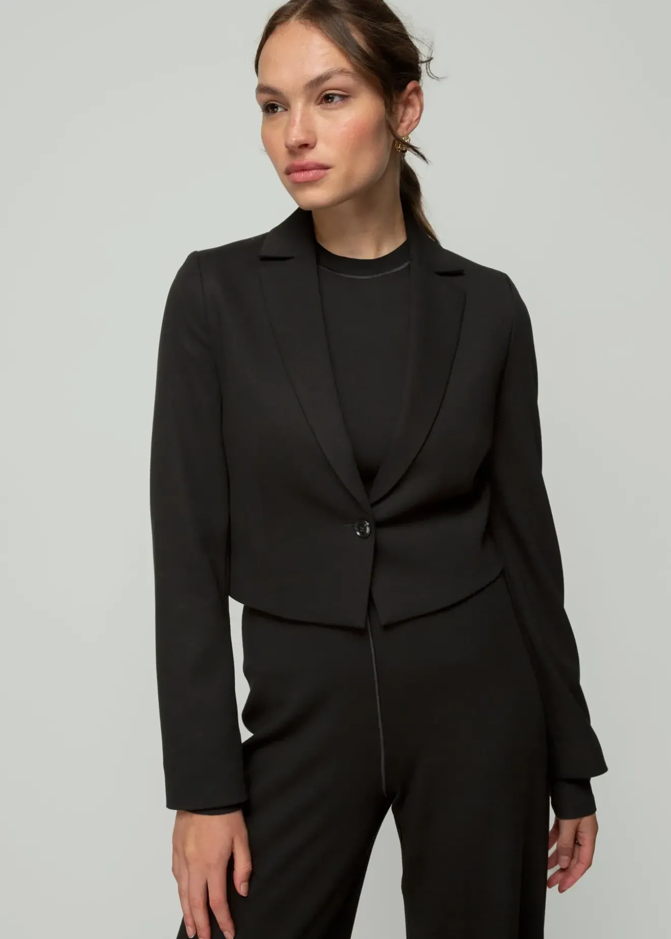 Vanilia Cropped Blazer Black/Black New
