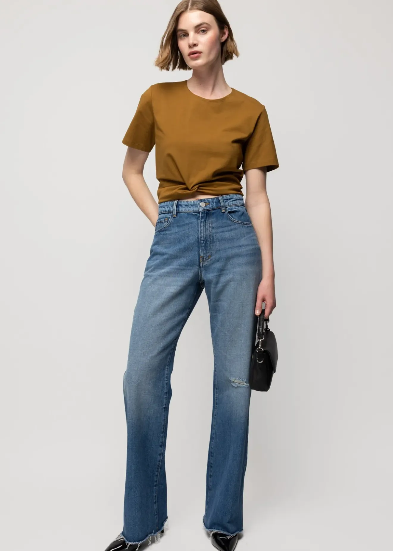Vanilia Cropped Shirt Met Knoopdetail Breen Discount