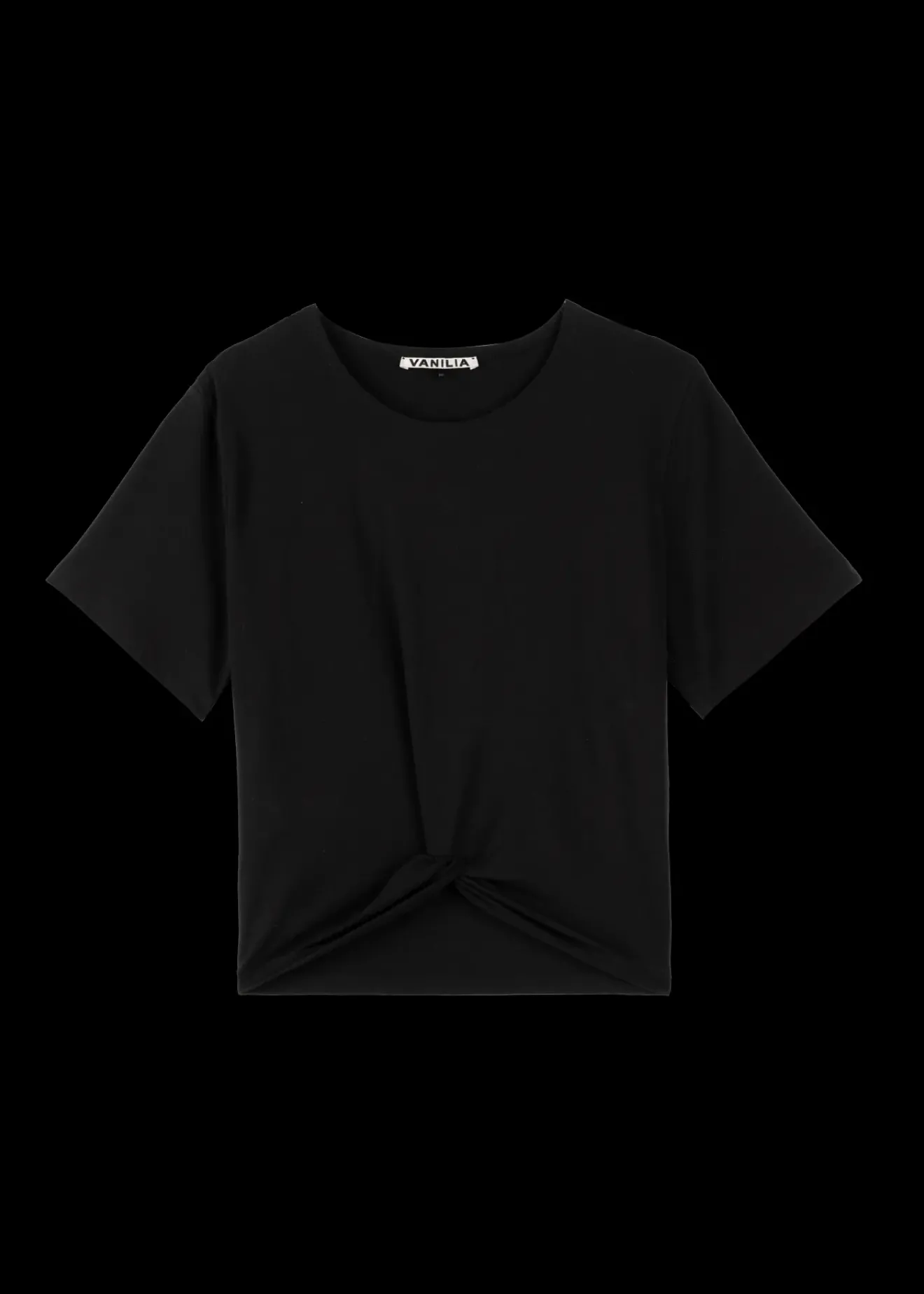 Vanilia Cropped Shirt Met Knoopdetail Zwart Hot