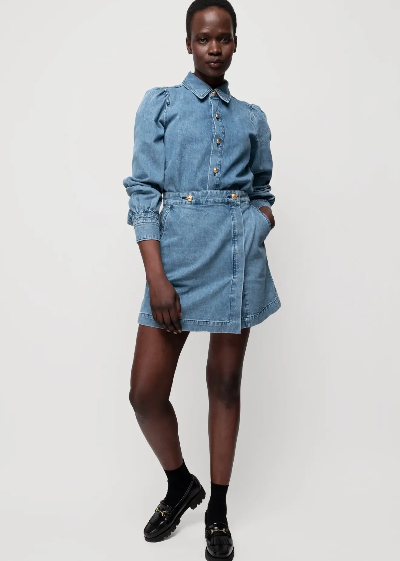Vanilia Denim Blouse Denim Blue Hot