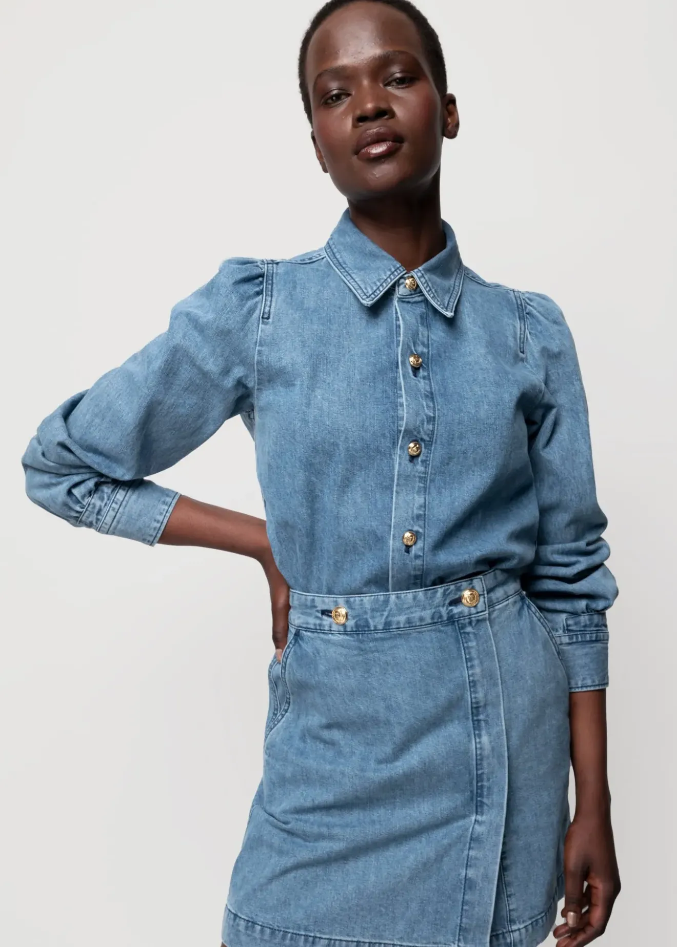Vanilia Denim Blouse Denim Blue Hot