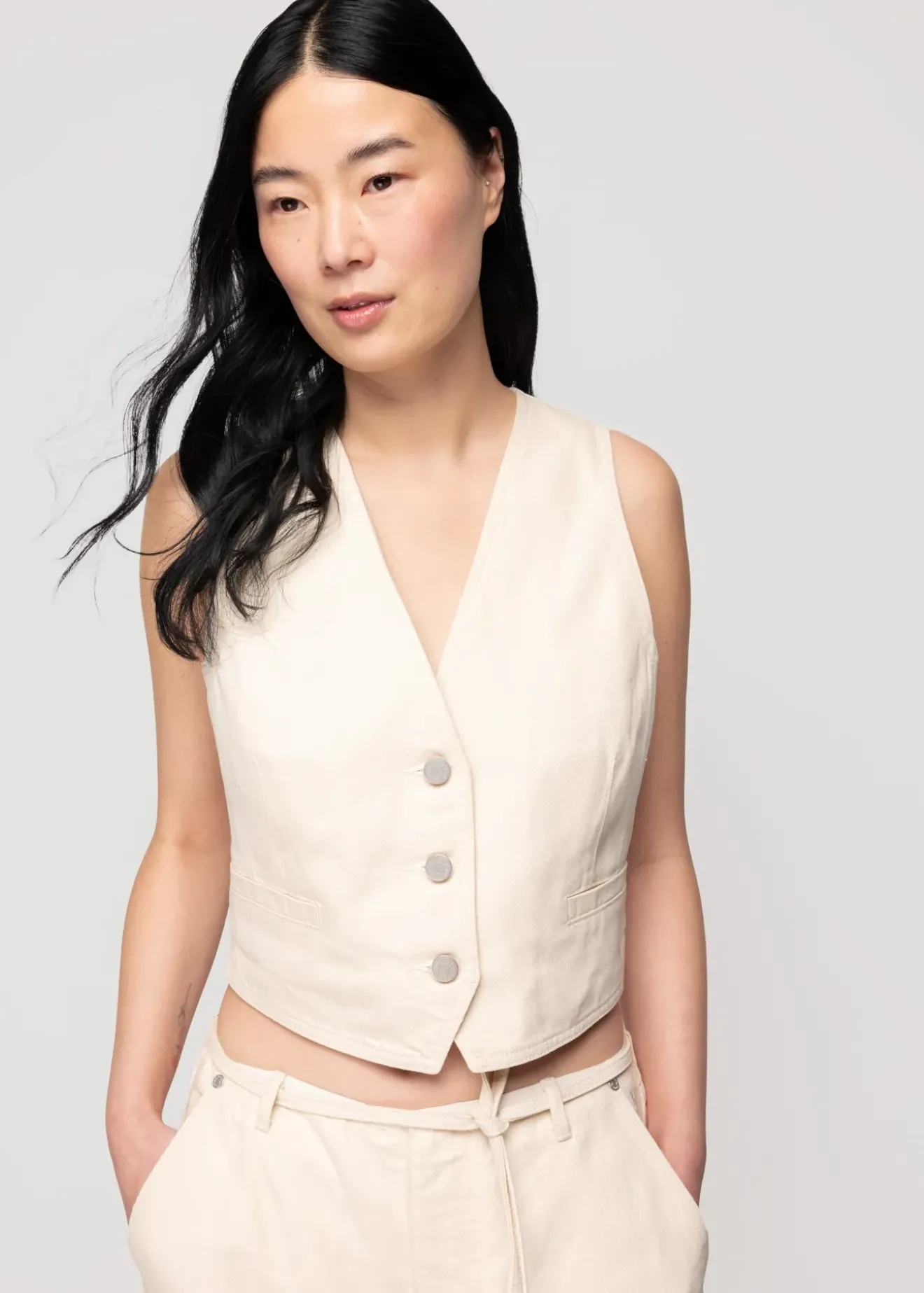 Vanilia Denim Gilet Ecru Outlet