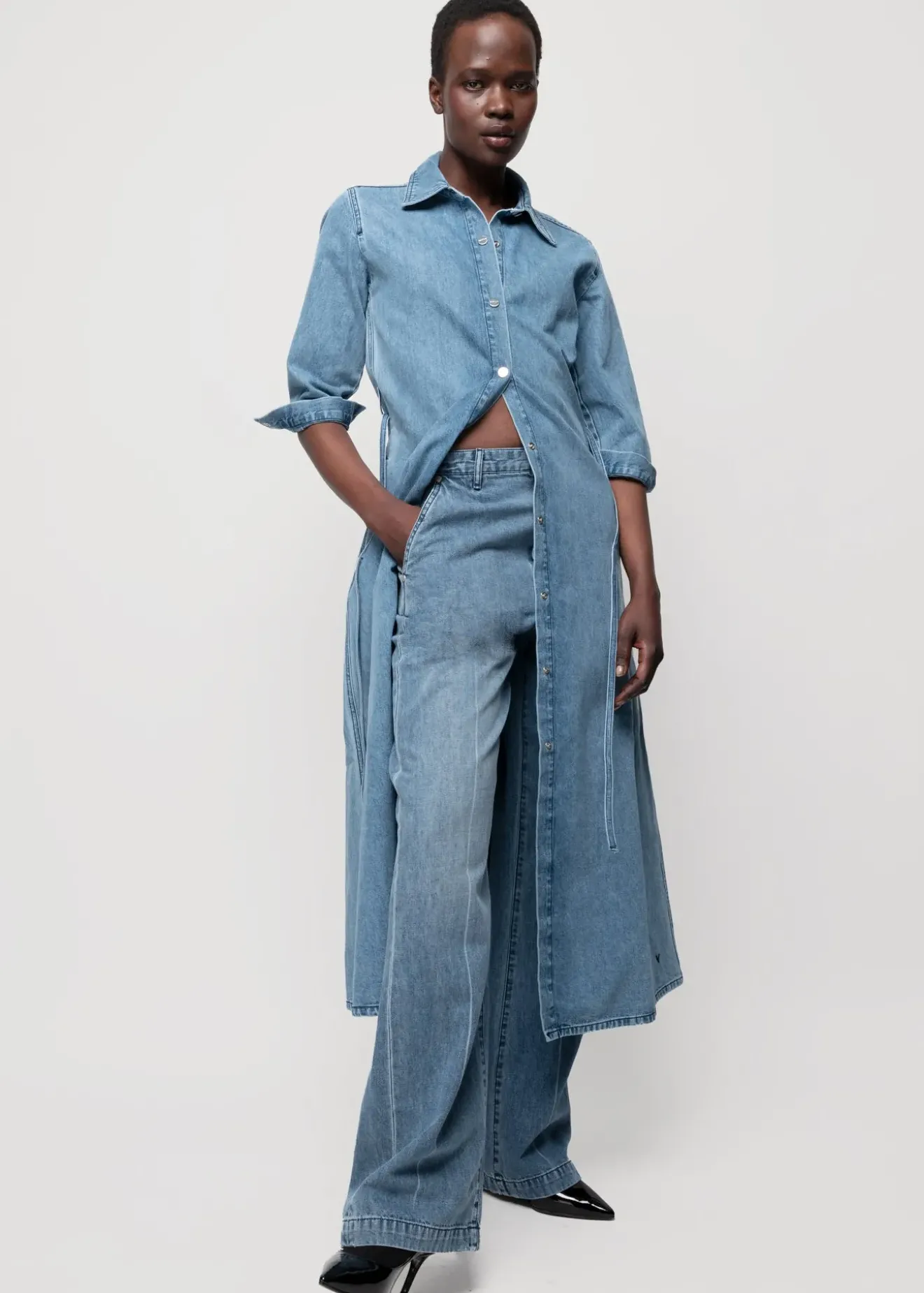 Vanilia Denim Midi Jurk Denim Blue Hot
