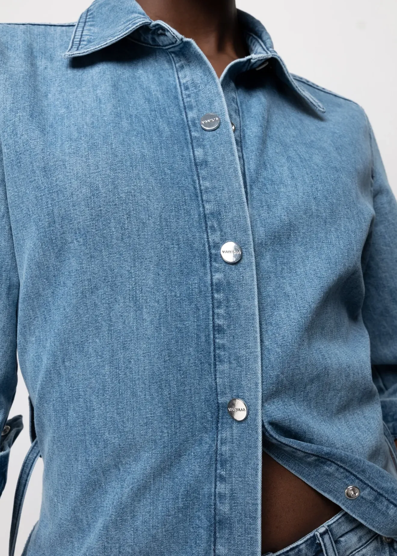 Vanilia Denim Midi Jurk Denim Blue Hot