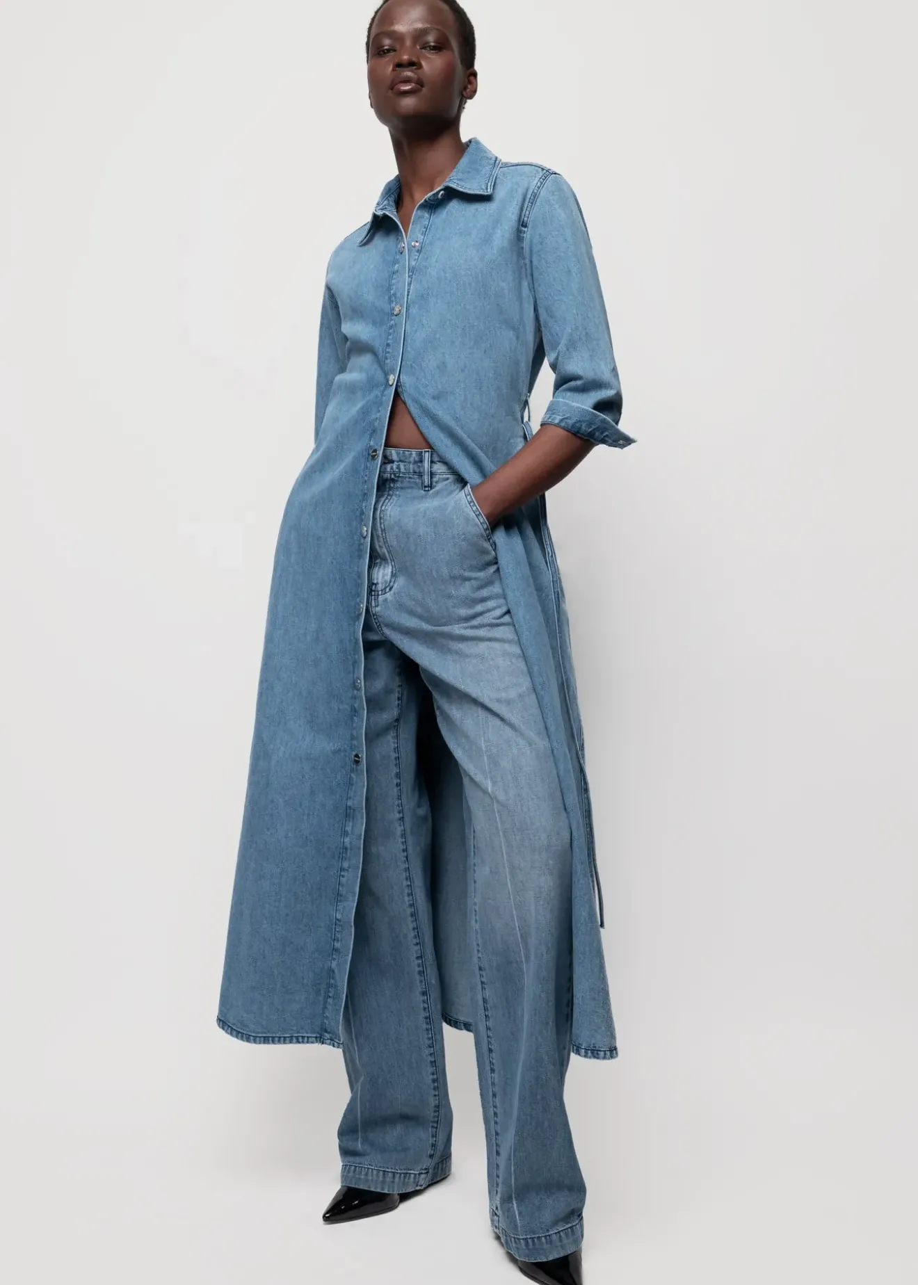 Vanilia Denim Midi Jurk Denim Blue Hot