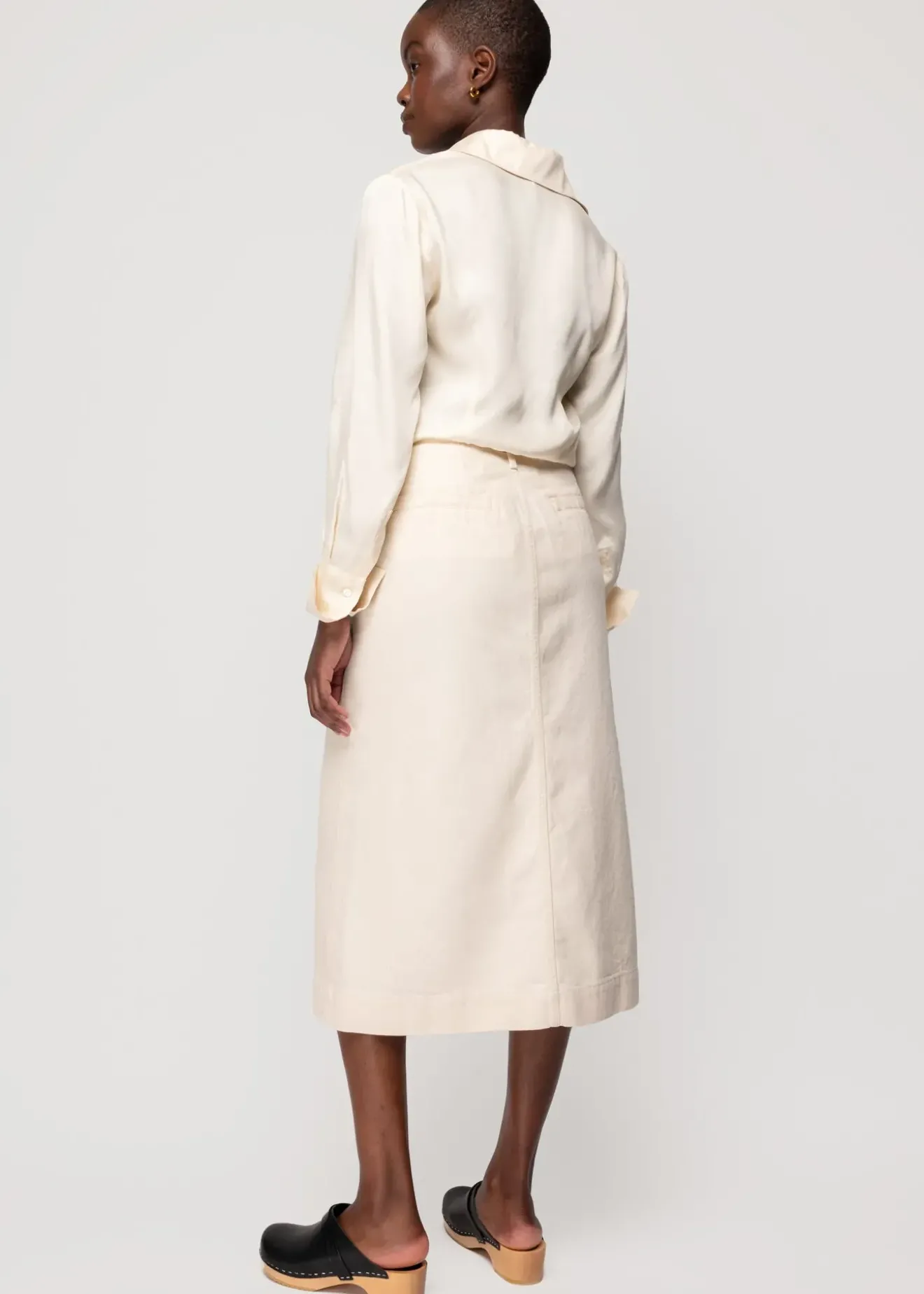 Vanilia Denim Midi Rok Ecru Outlet