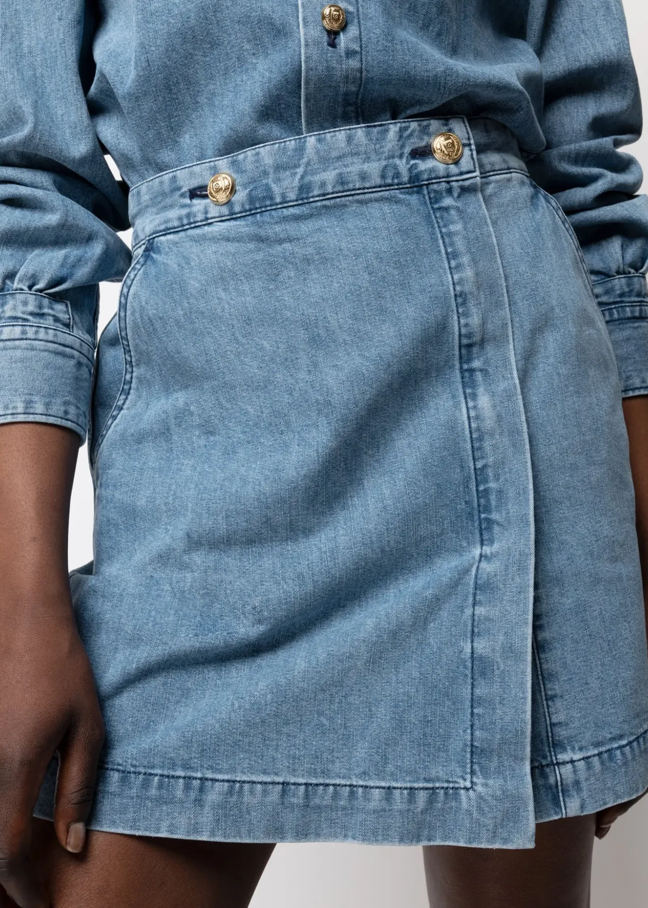 Vanilia Denim Mini Wikkelrok Denim Blue Best