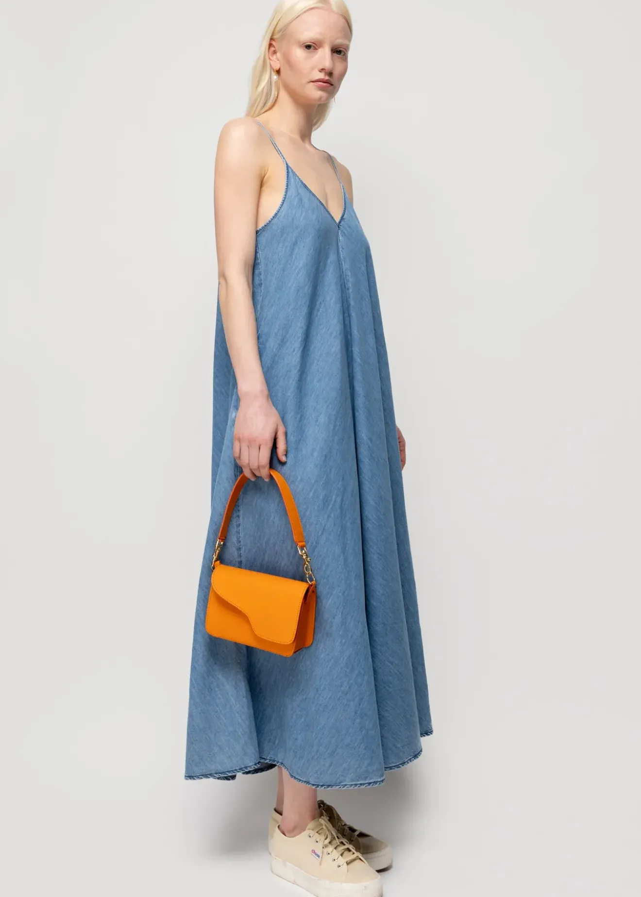 Vanilia Denim Slip Dress Light Denim Hot