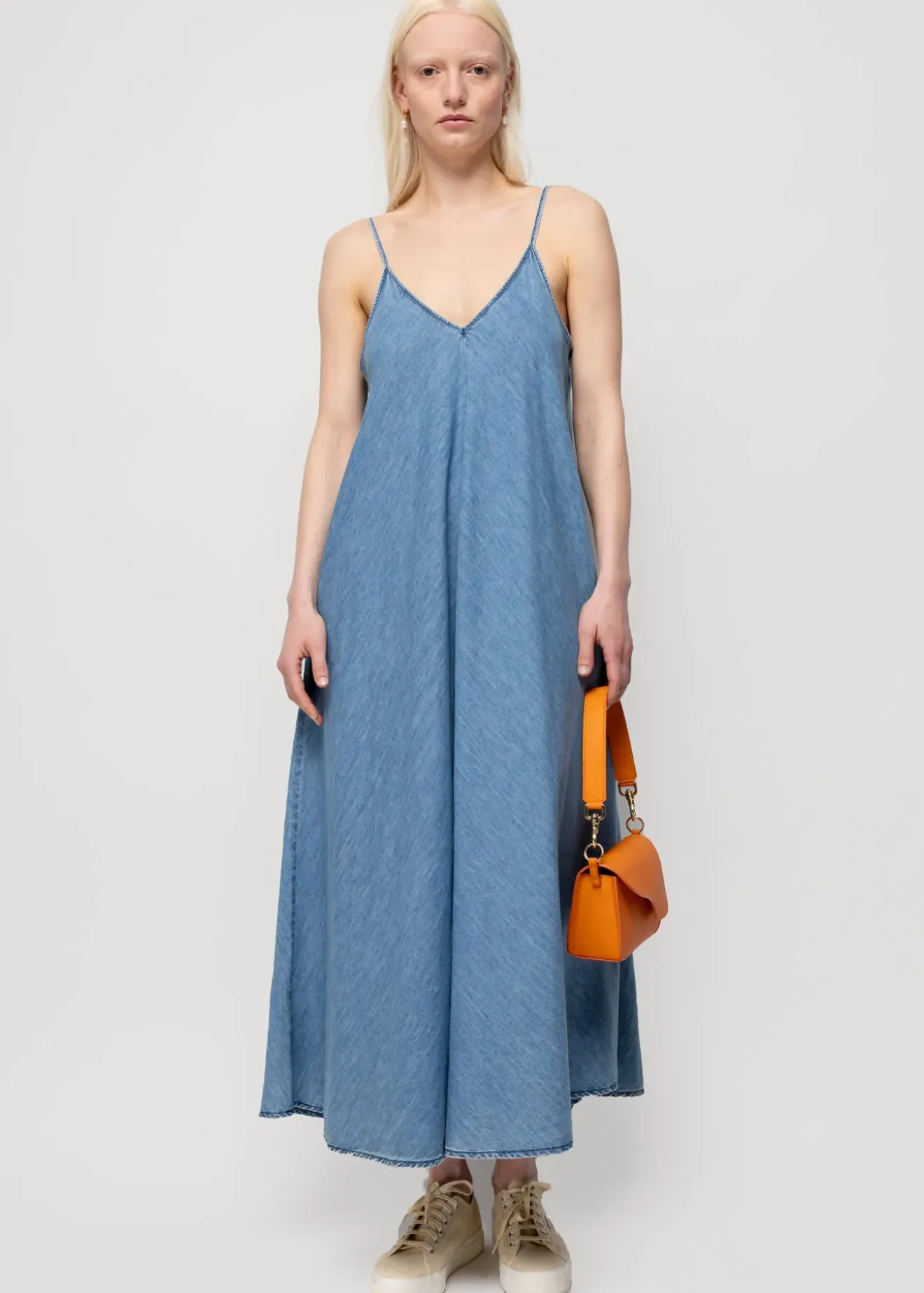 Vanilia Denim Slip Dress Light Denim Hot