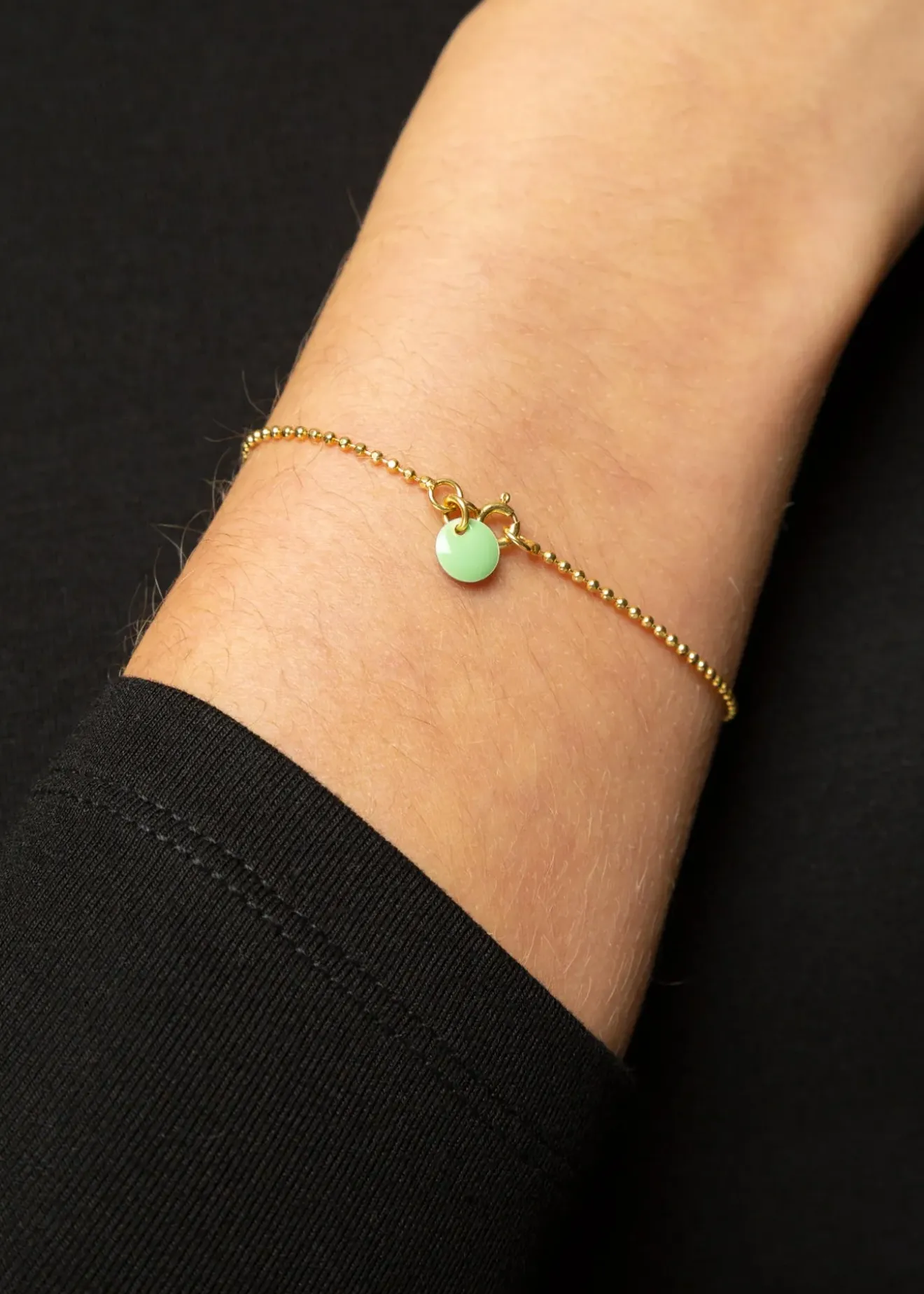 Vanilia Enamel Armband Ball Chain Dusty Green New