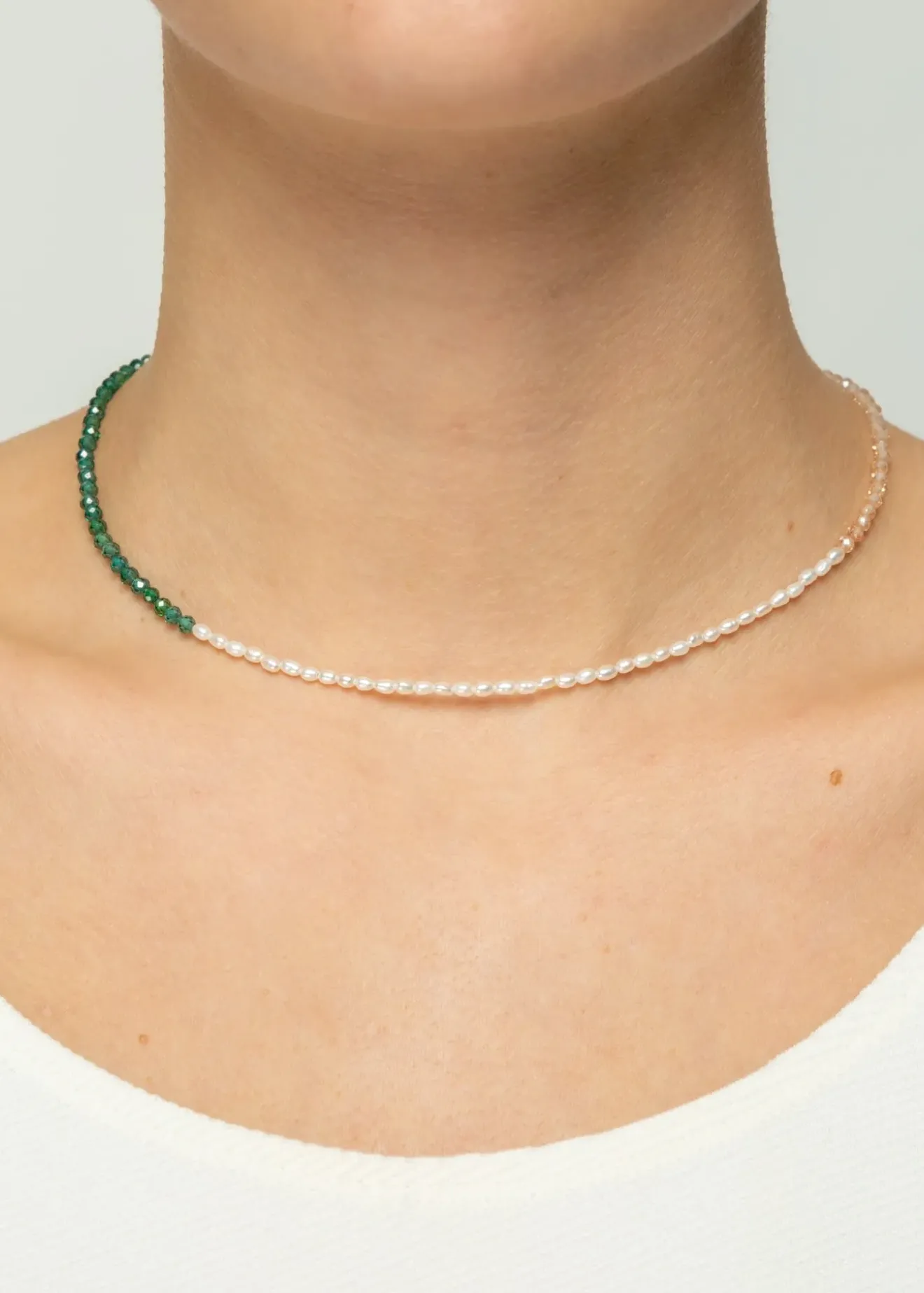 Vanilia Enamel Ketting Gabriella Green,Peach And Pearl Hot