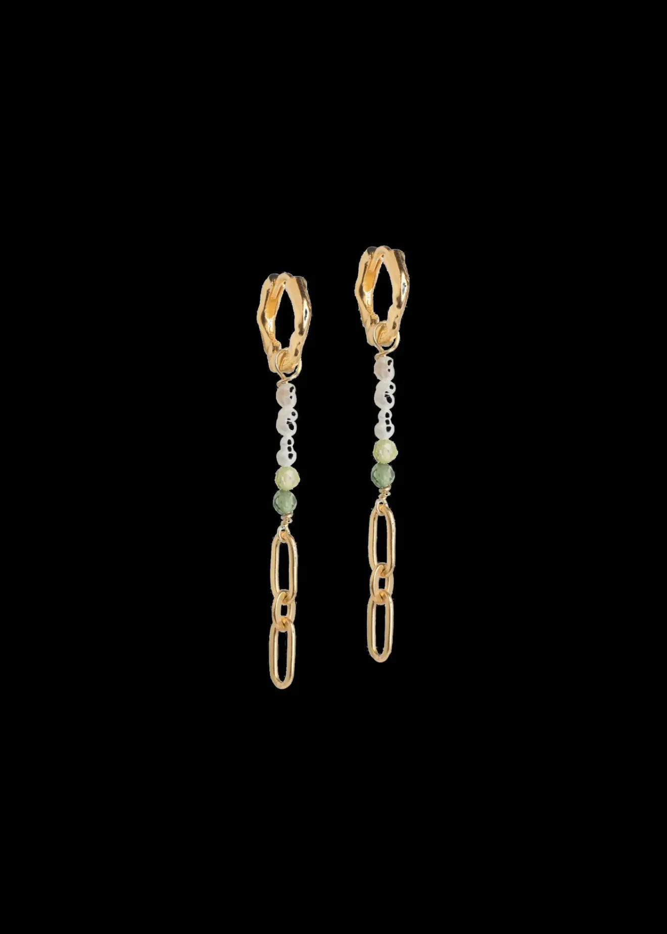 Vanilia Enamel Oorbellen Abigail Kaki Green,Light Green&Pearls Discount