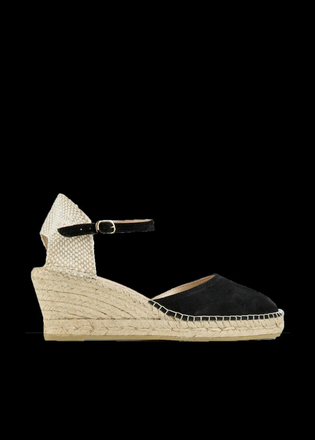 Vanilia Espadrij Suede Sandalen Met Sleehak Zwart Hot
