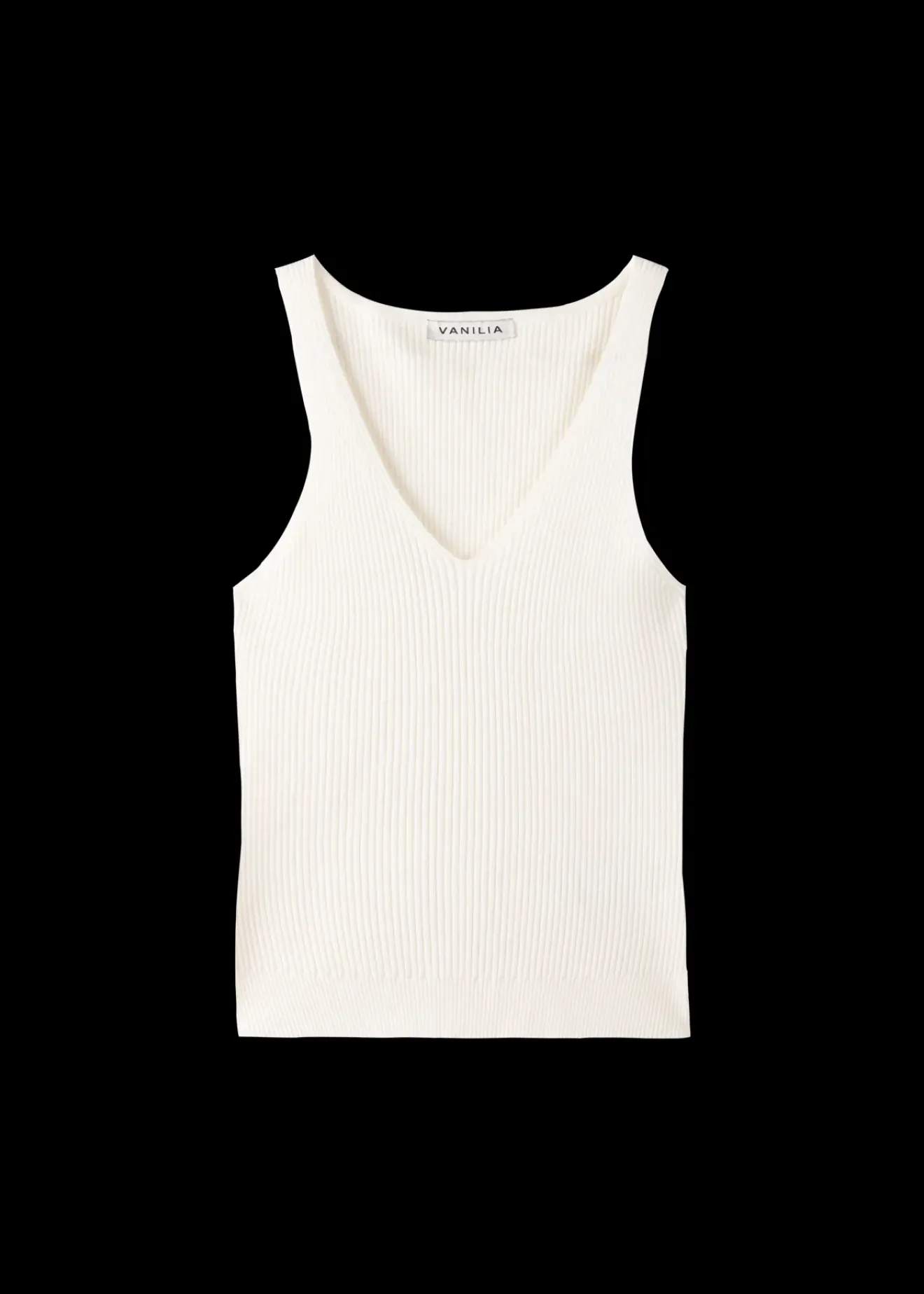 Vanilia Gebreide Rib Top Met V-Hals Ecru Hot