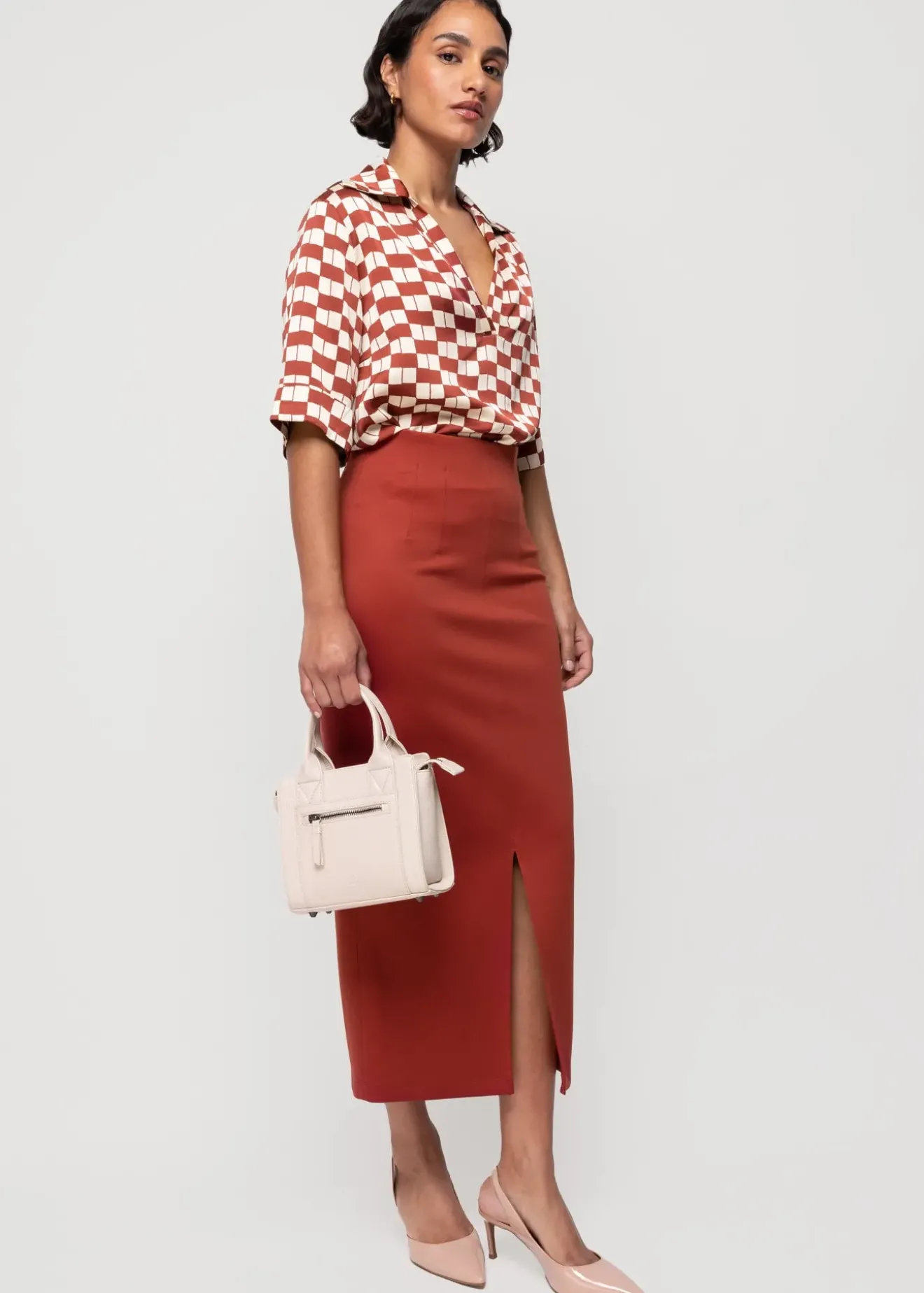 Vanilia High Tech Midi Rok Henna Clearance