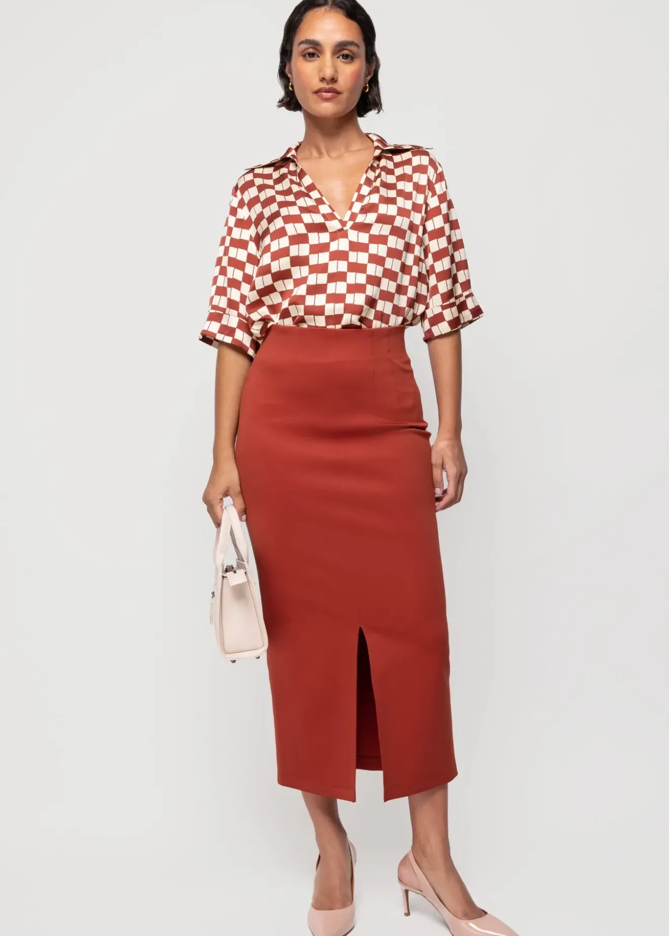 Vanilia High Tech Midi Rok Henna Clearance