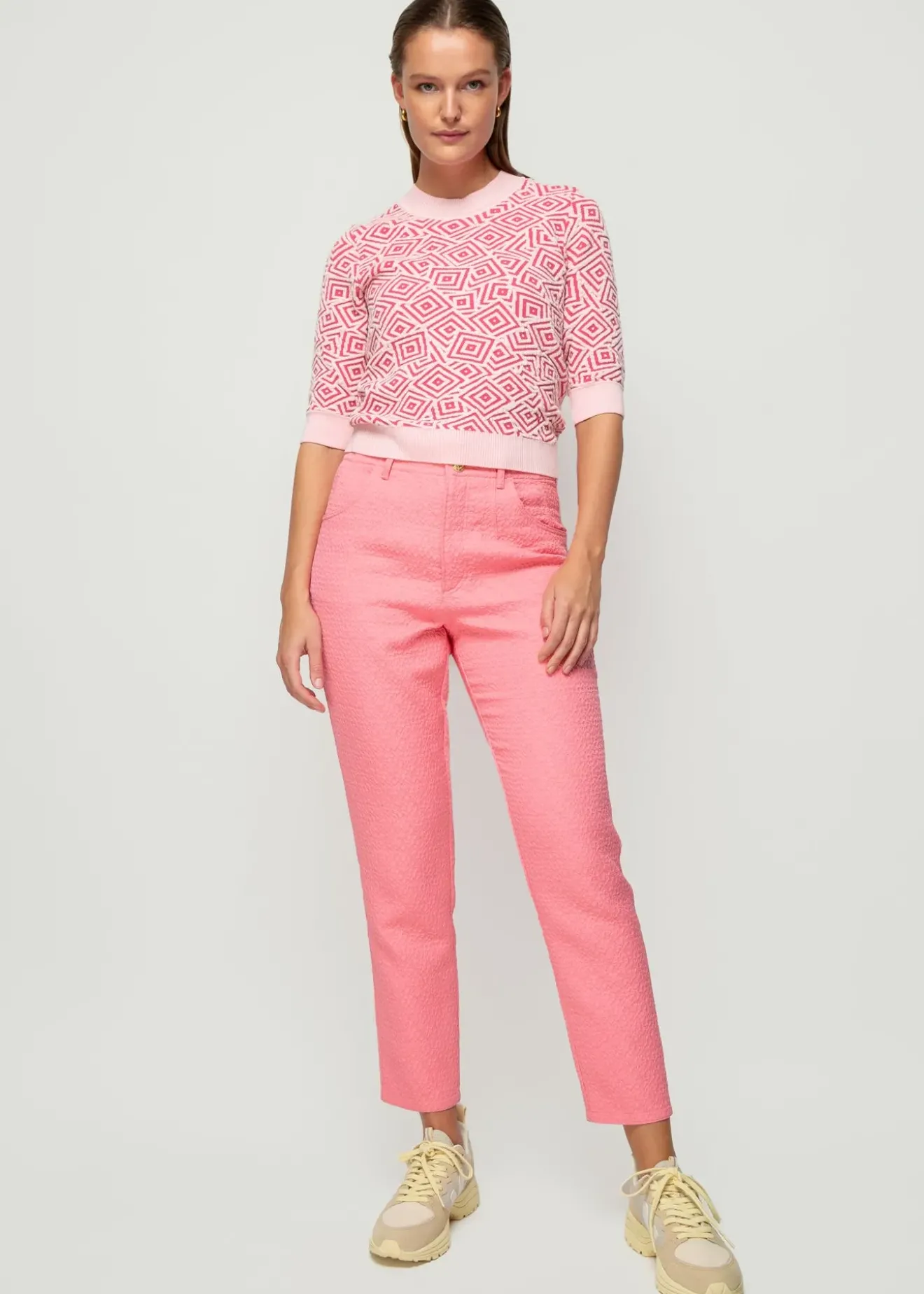 Vanilia Jacquard Gebreide Top Litchi Discount