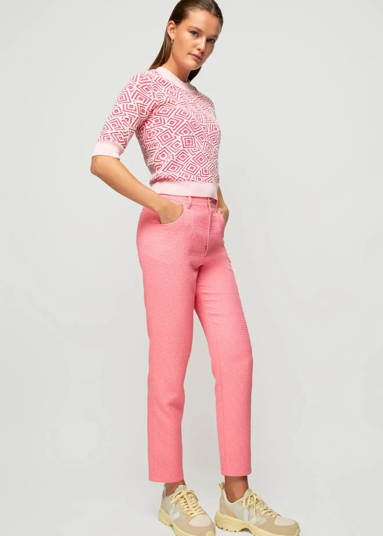 Vanilia Jacquard Gebreide Top Litchi Discount