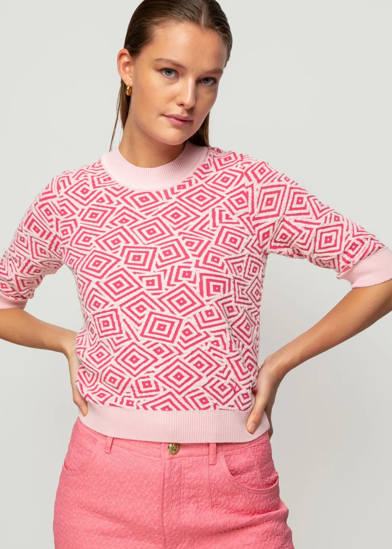 Vanilia Jacquard Gebreide Top Litchi Discount