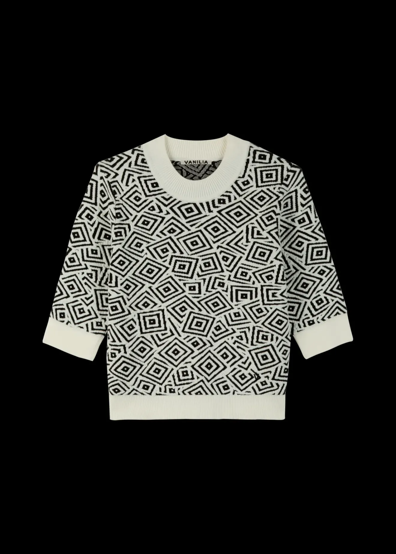 Vanilia Jacquard Gebreide Top Black/Ecru Online