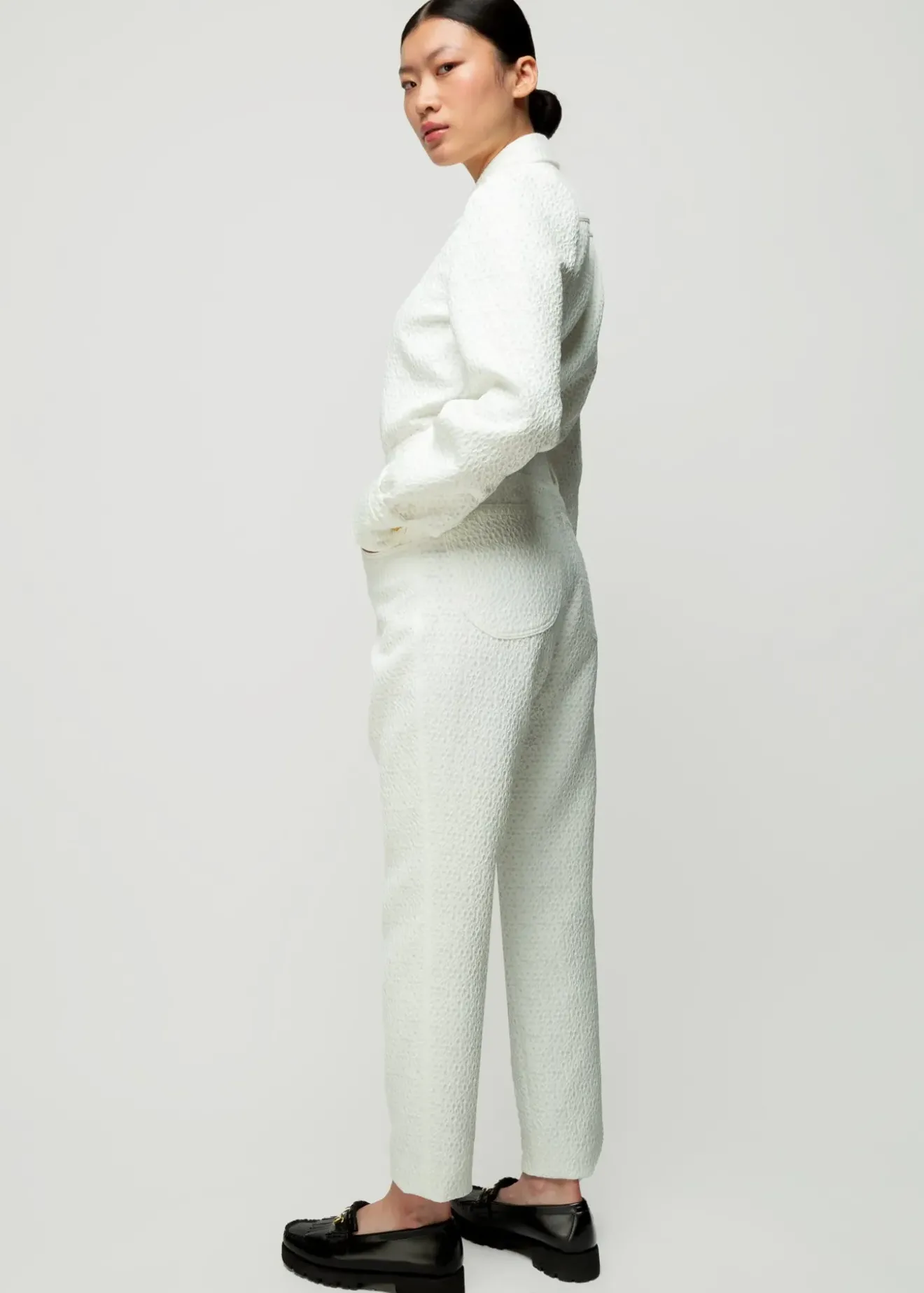 Vanilia Jacquard Geweven Broek New White Clearance