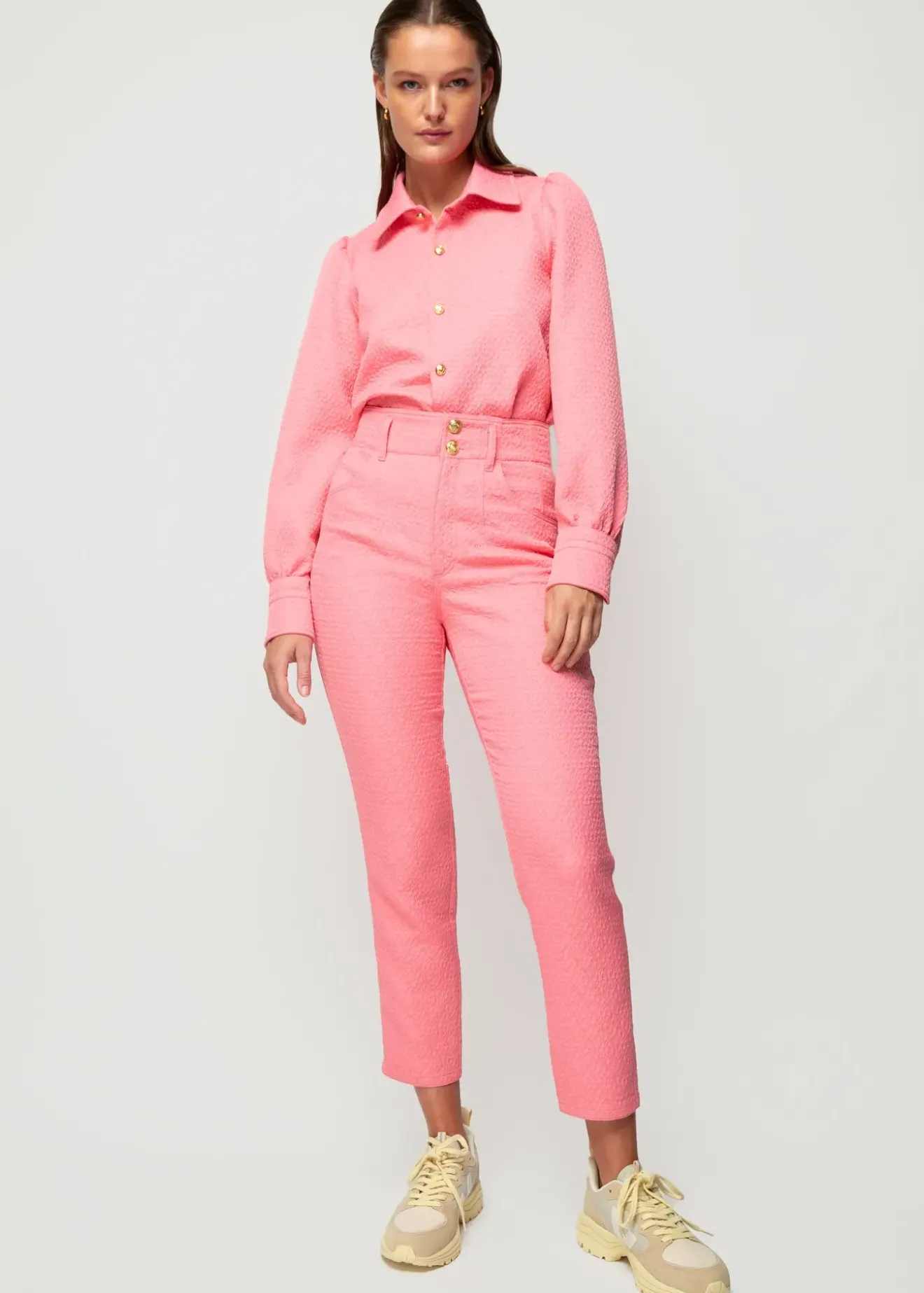 Vanilia Jacquard Geweven Broek Chateau Rose Online