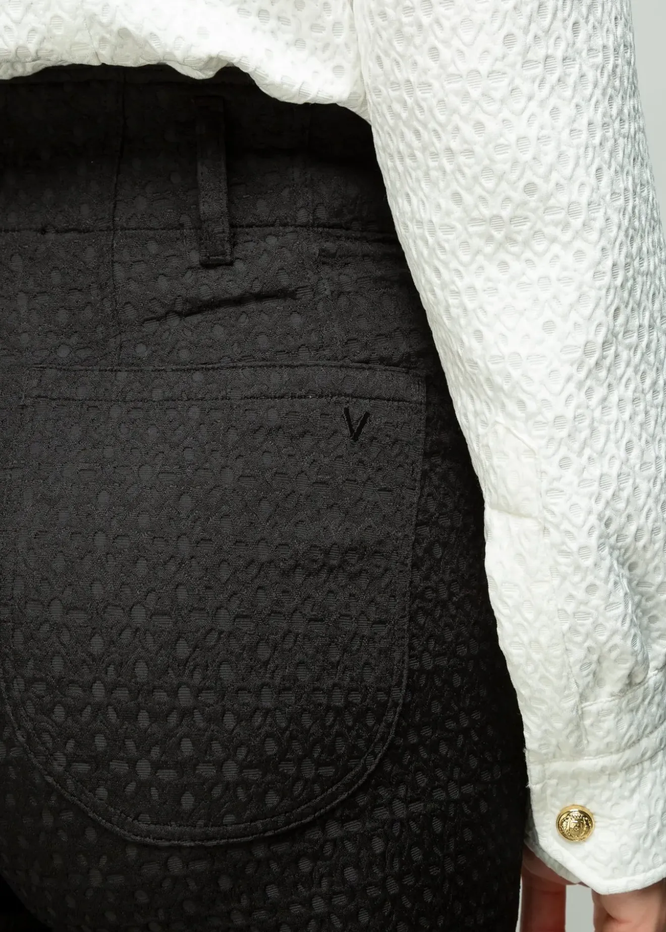 Vanilia Jacquard Geweven Broek Zwart Discount