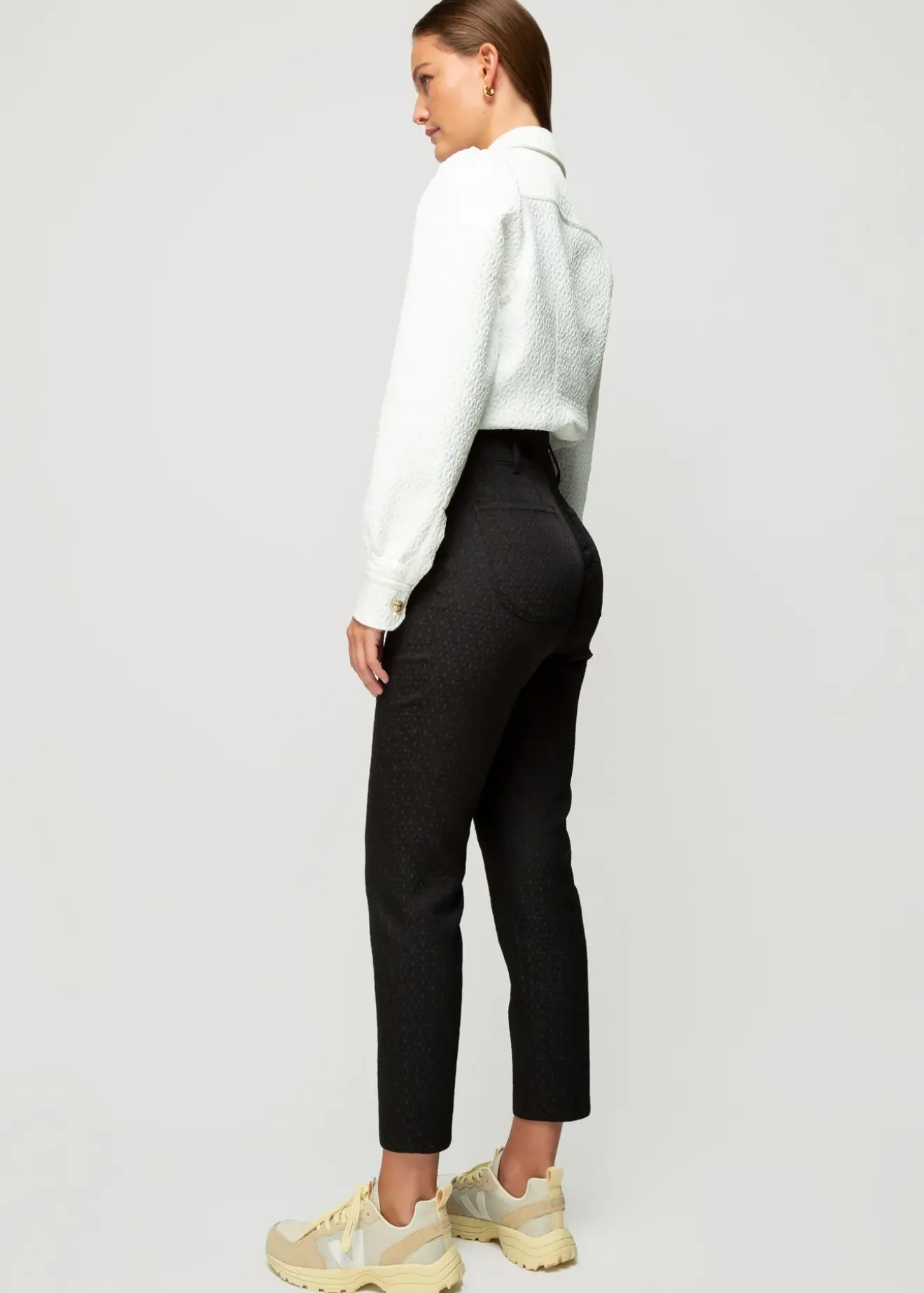 Vanilia Jacquard Geweven Broek Zwart Discount